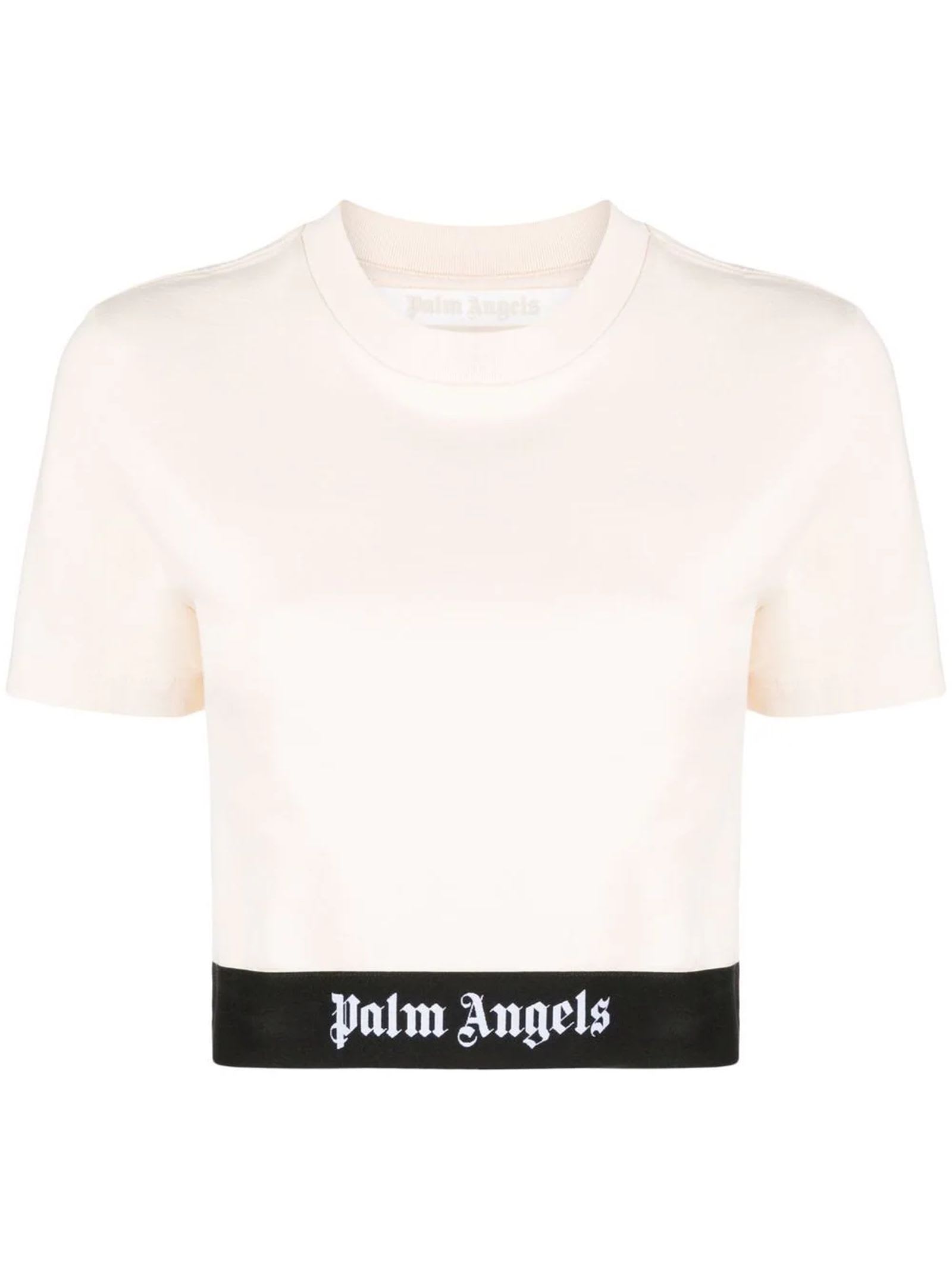 Palm Angels Beige Cotton Cropped T-shirt