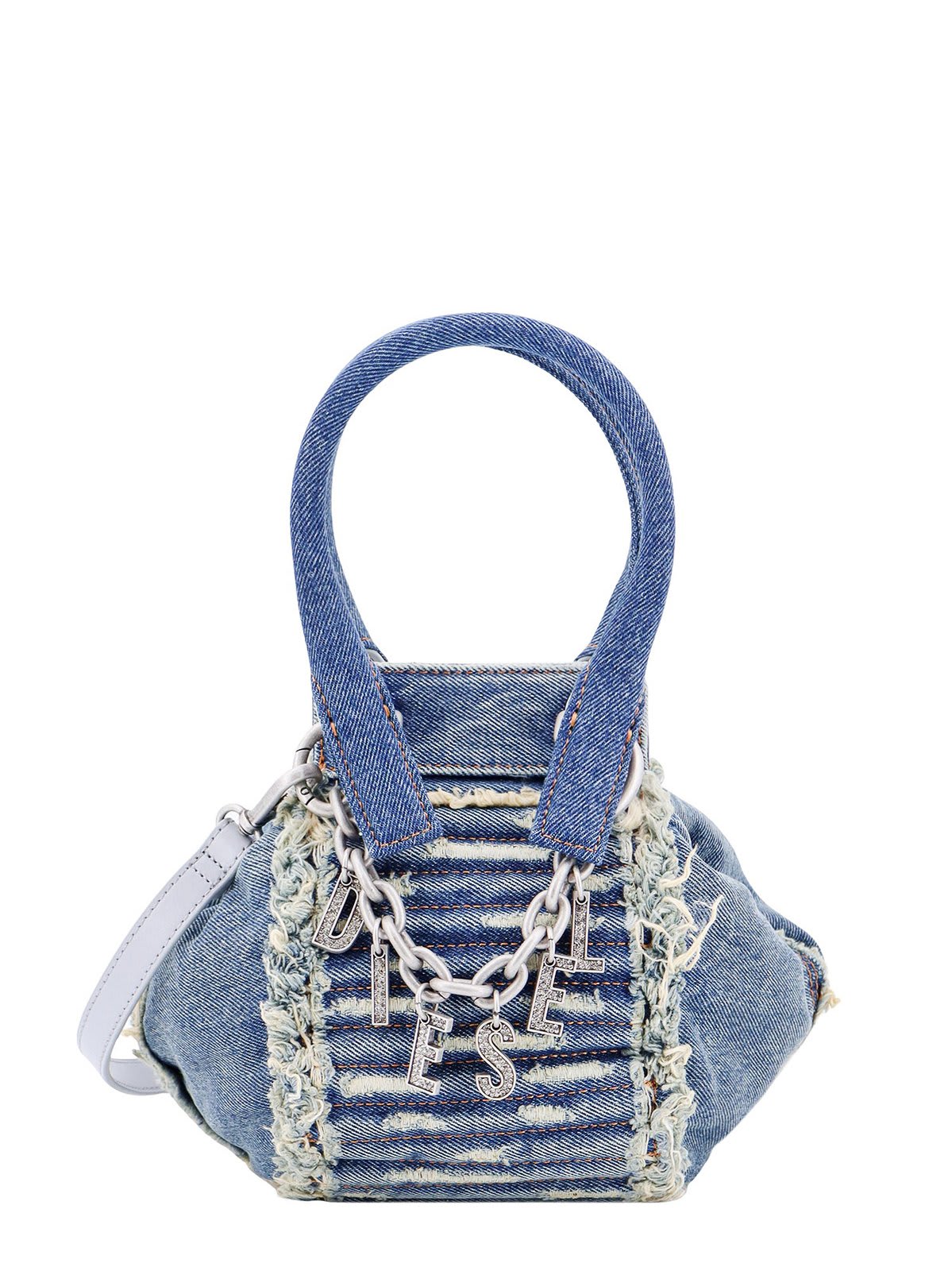 Diesel D-vina-xs Logo Charm Denim Shoulder Bag