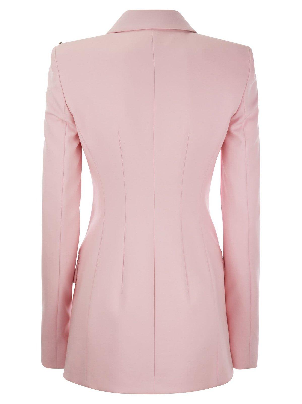 Shop Sportmax Double-breasted Long-sleeved Blazer In Rosa