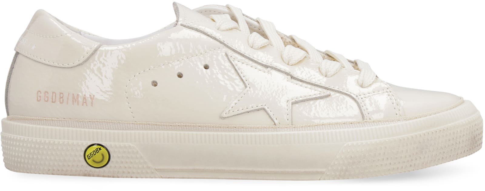 Shop Golden Goose May Patent Leather Low-top Sneakers In Panna