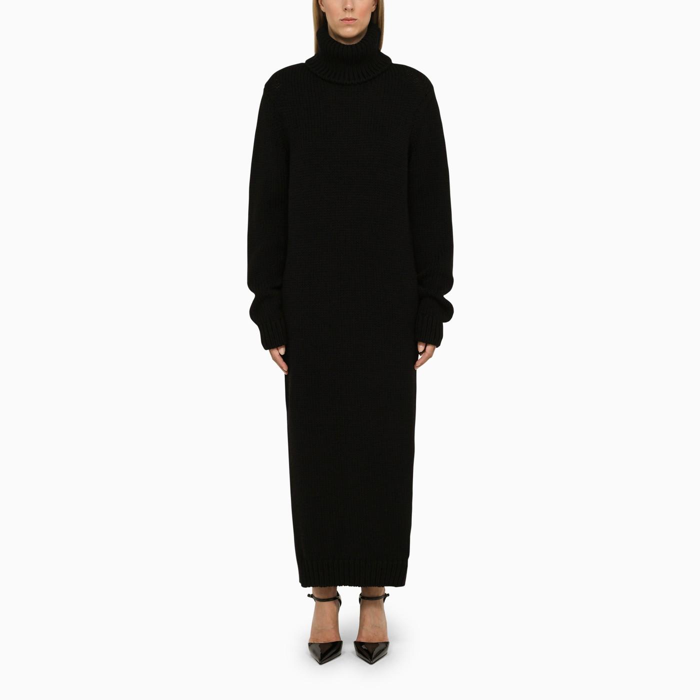 Shop Saint Laurent Black Wool Knit Dress In Nero