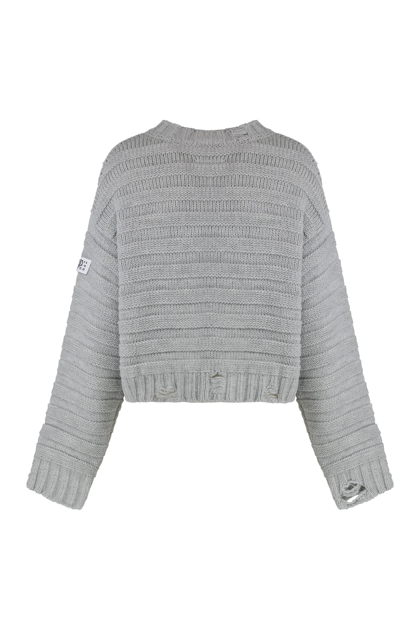 Mm6 Maison Margiela Wool-blend Crew-neck Sweater In Gray