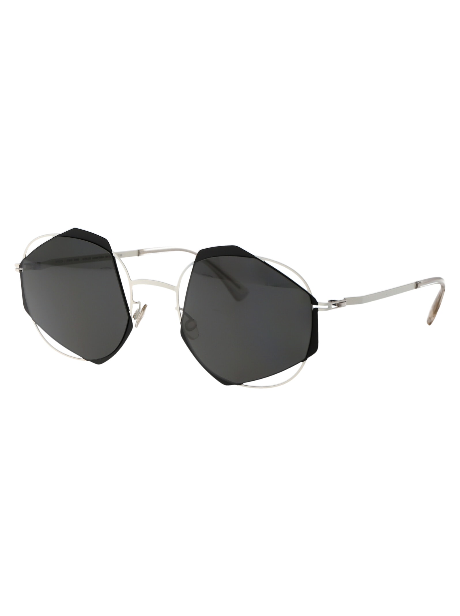Shop Mykita Achilles Sunglasses In 424 Antique White/black Darkgrey Solid