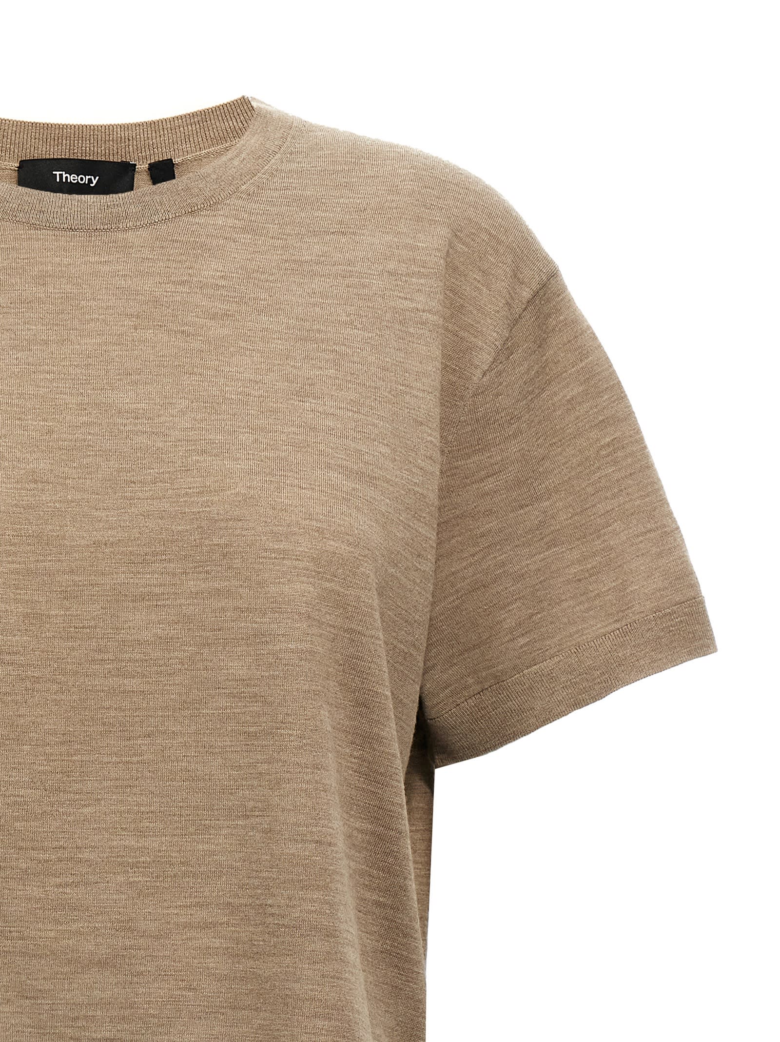 Shop Theory Short Sleeve Sweater In Beige