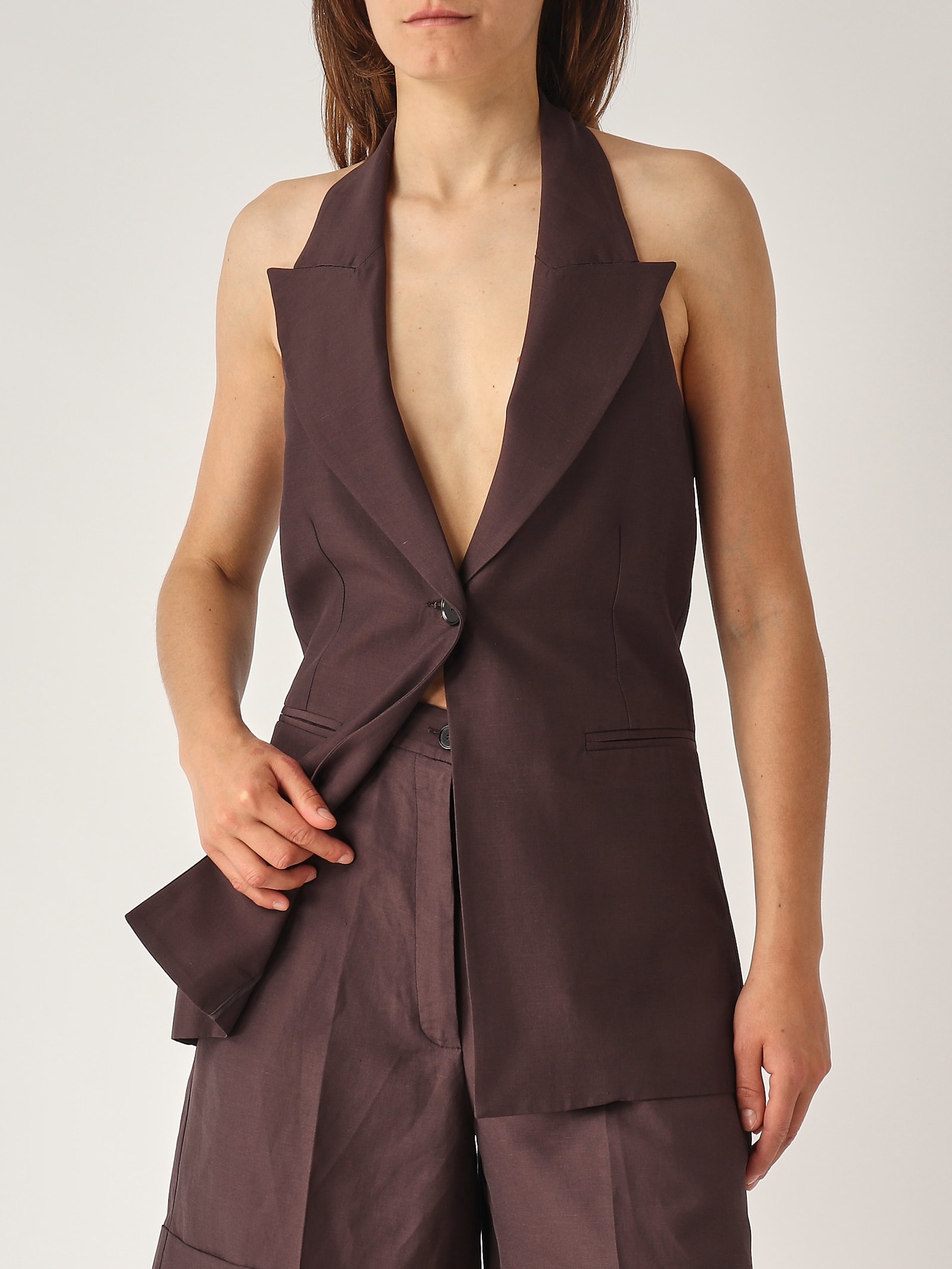 Liviana Conti Gilet Bobby Jacket In Brown