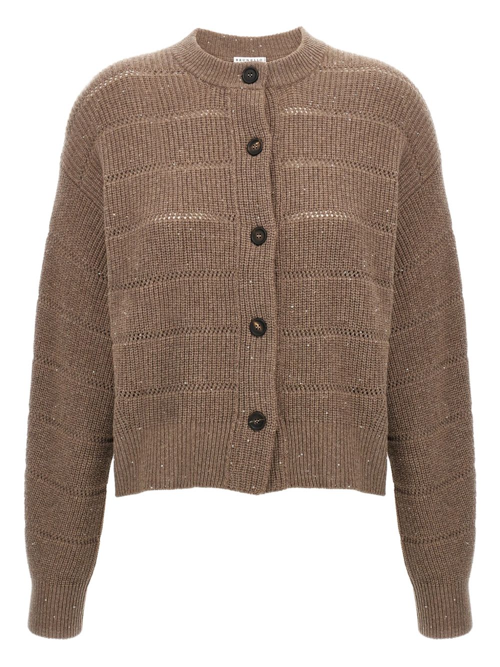 Brunello Cucinelli 'rustic Dazzling Net' Cardigan In Brown