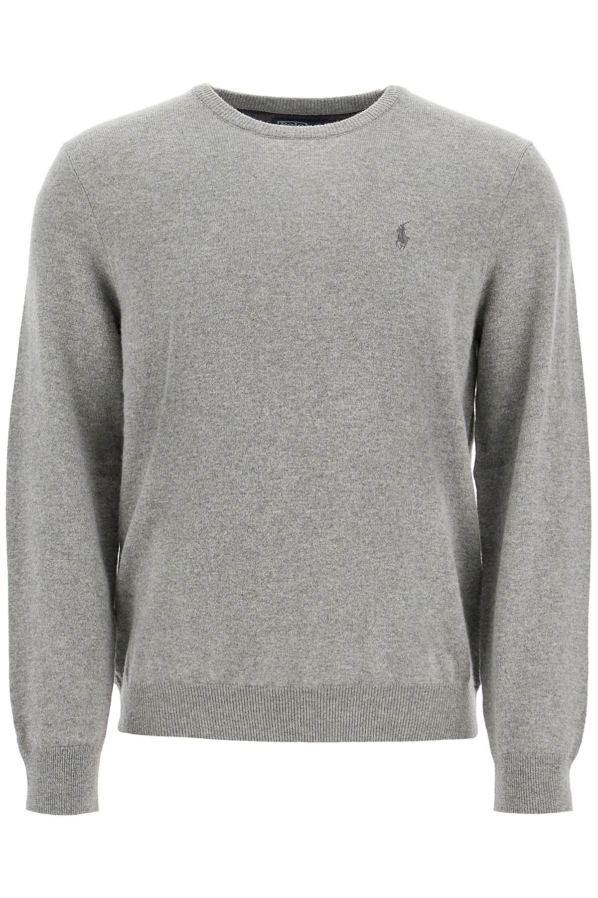 Shop Polo Ralph Lauren Wool Pullover With Pony Embroidery In Fawn Grey Heather (grey)