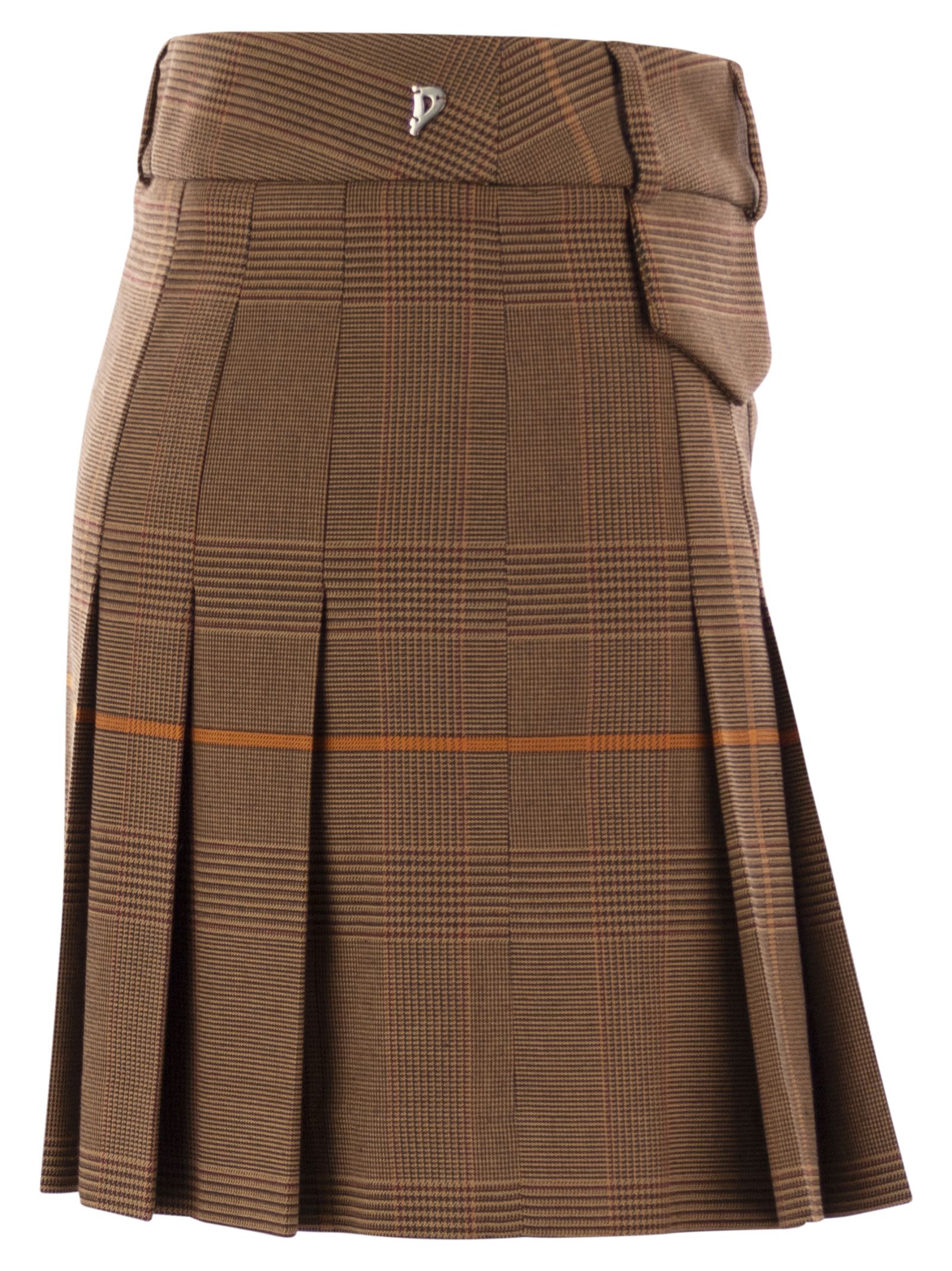 Dondup Prince Of Wales Mini Skirt In Brown