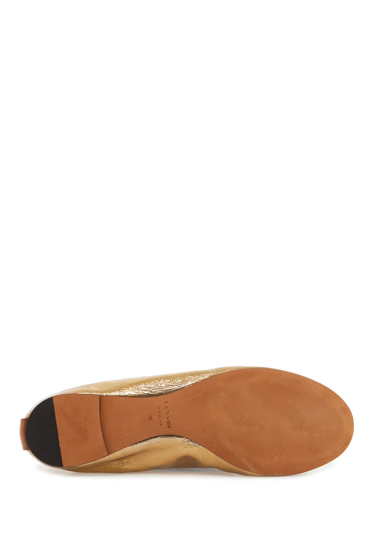 Shop Lanvin Laminate Ballet In Or (gold)