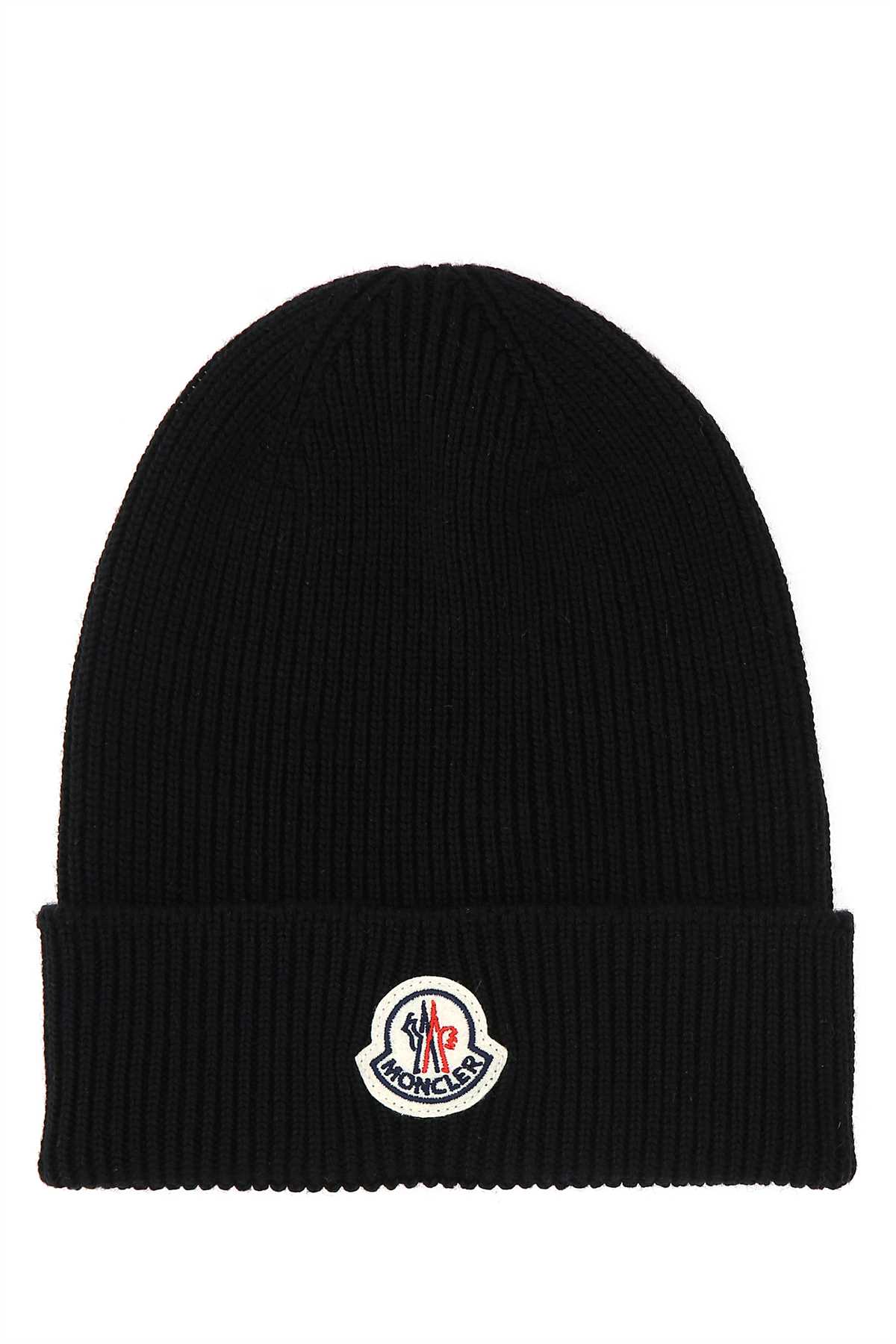 Shop Moncler Black Wool Beanie Hat In 999
