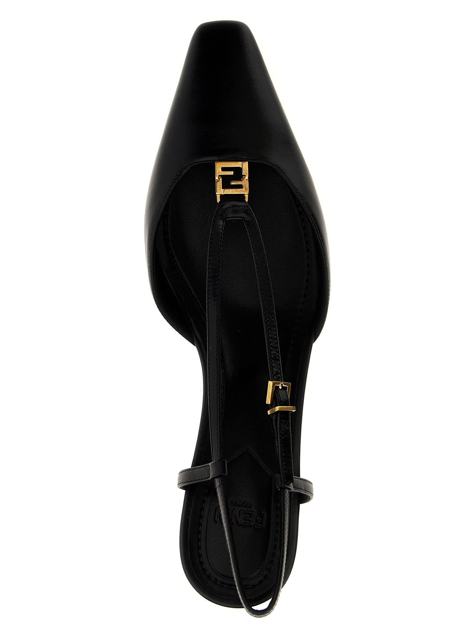 Shop Fendi Fold Slingback In Black