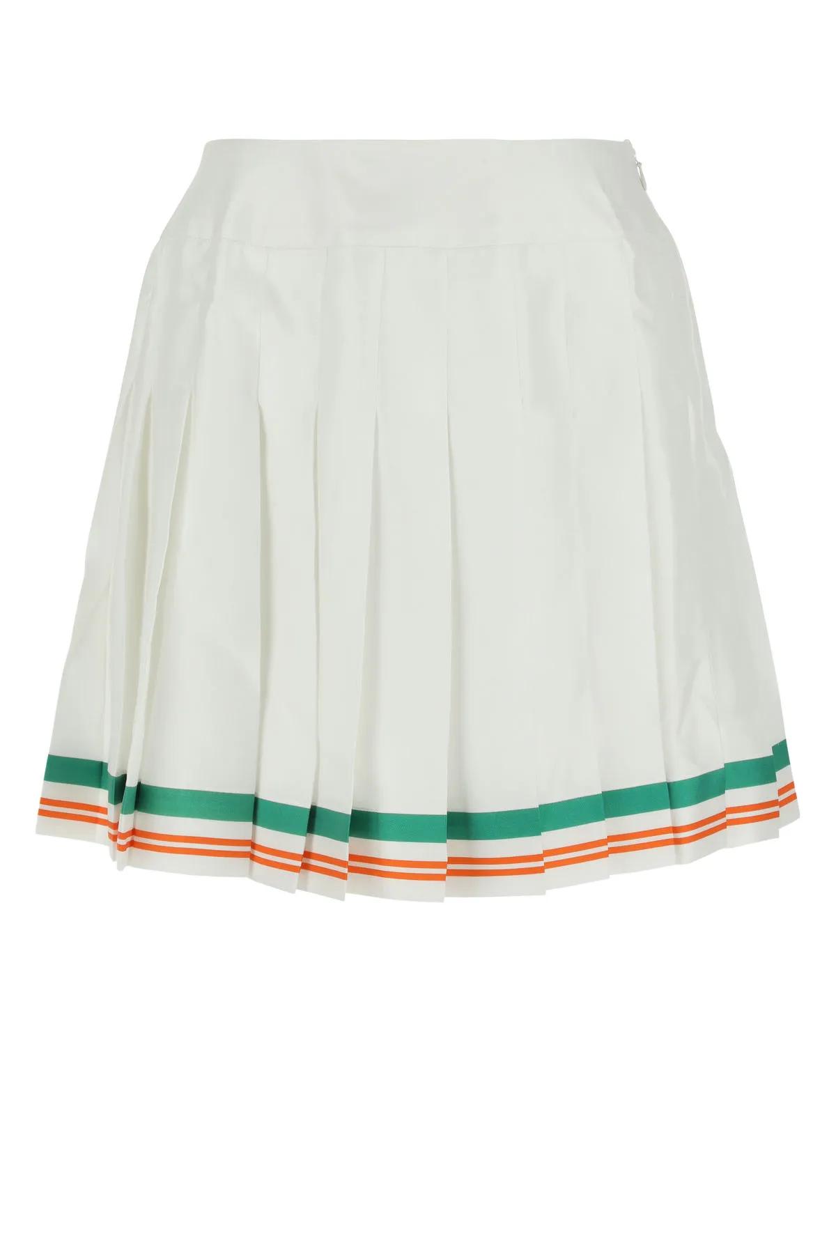 Shop Casablanca White Satin Par Avion Mini Skirt