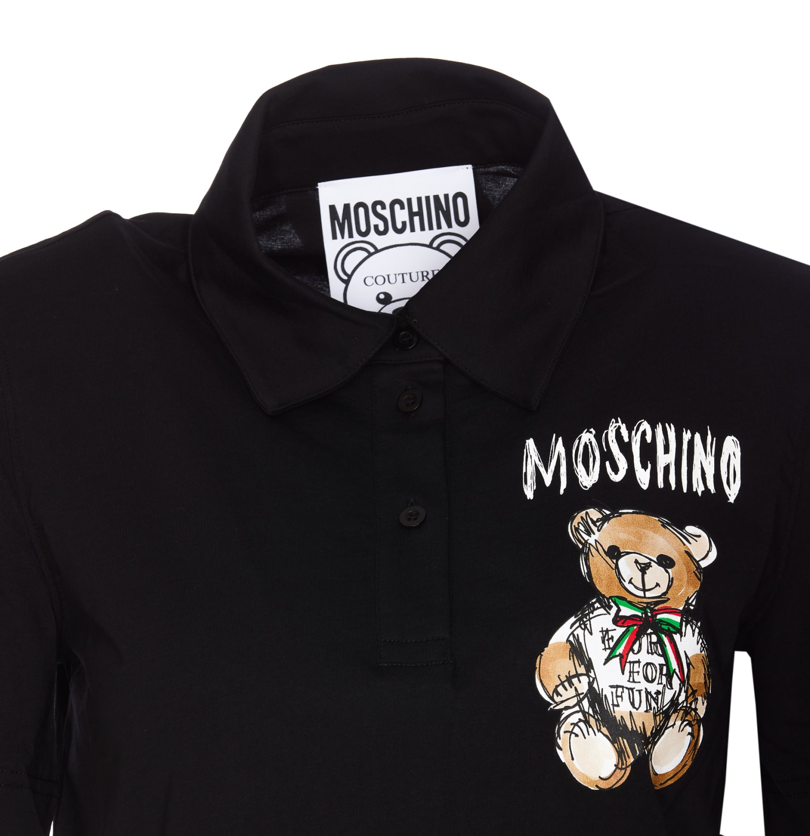 Shop Moschino Cropped Drawn Teddy Bear T-shirt In Black