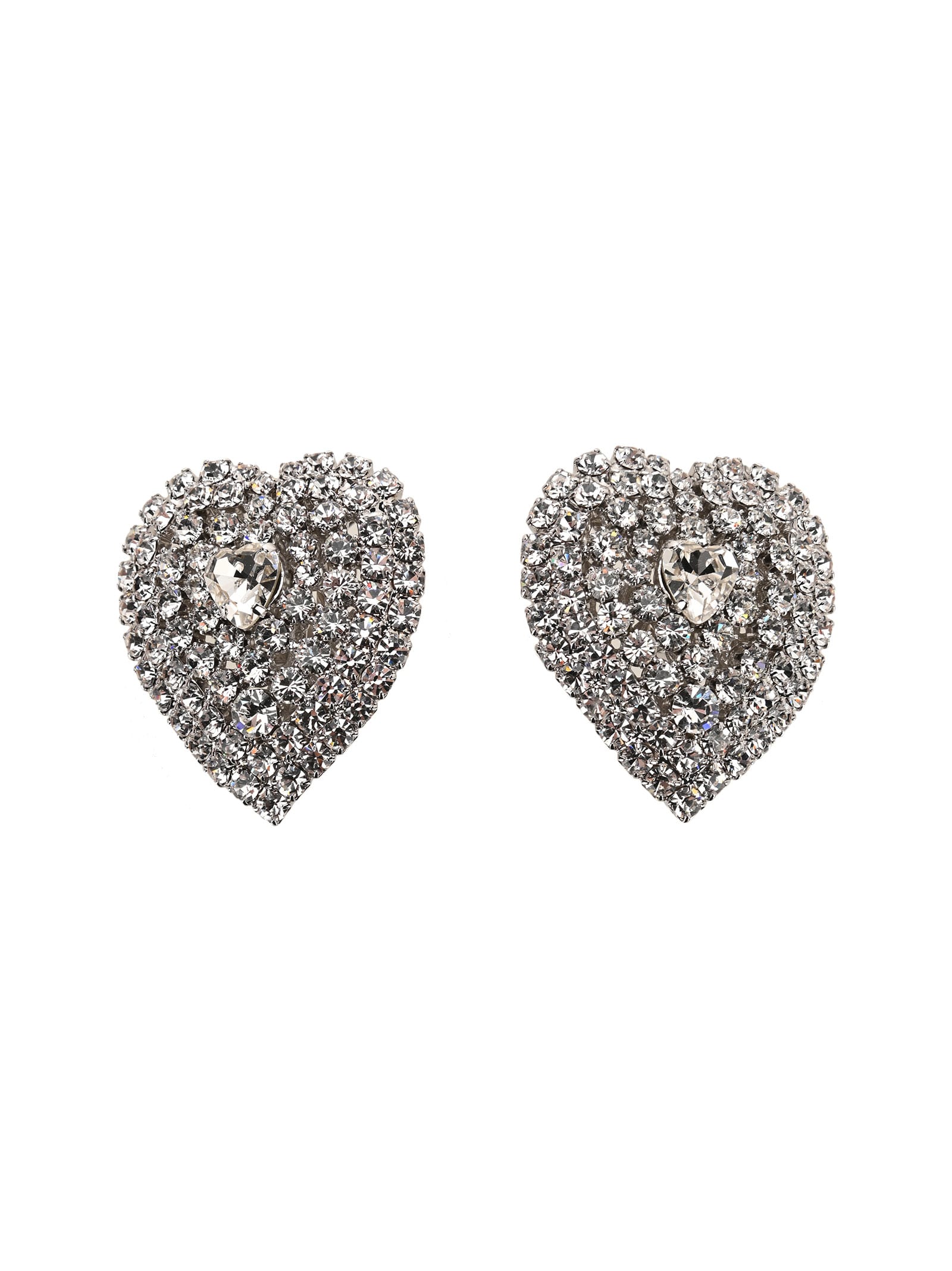Alessandra Rich Crystal-embellished Heart Clip-on Earrings