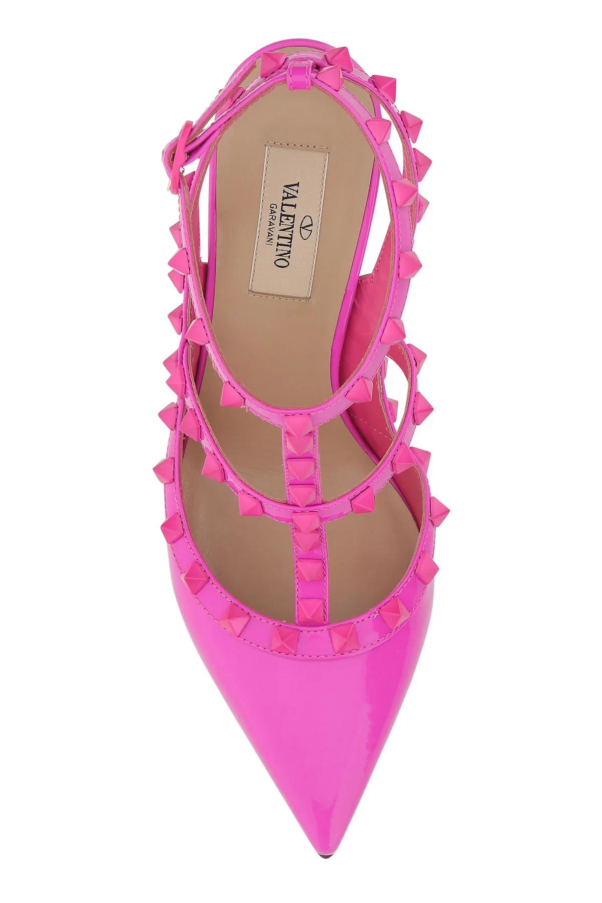 Shop Valentino Pink Pp Leather Rockstud Pumps In Fuchsia