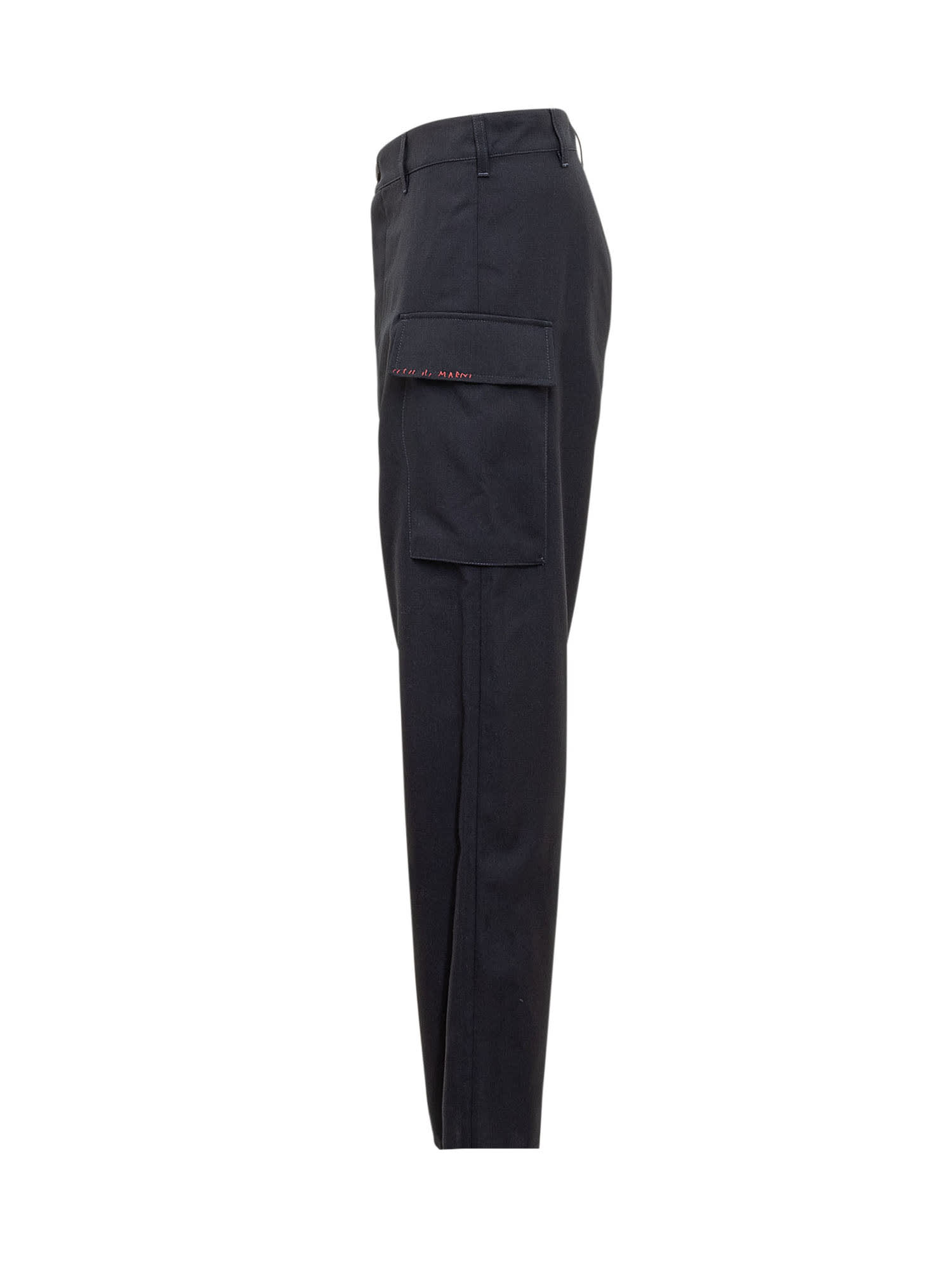 Shop Marni Flower Detail Trousers In Blublack
