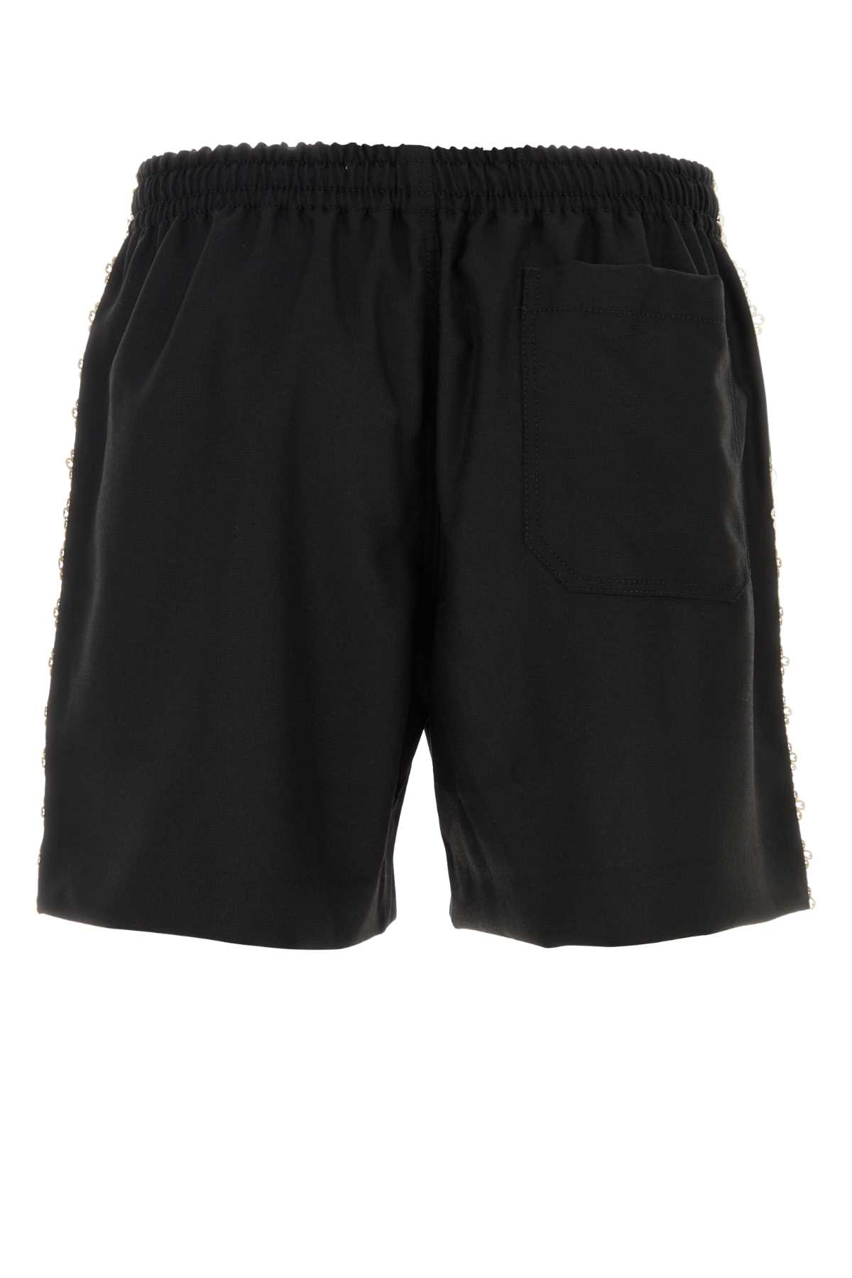 Shop Bode Black Wool Bermuda Shorts