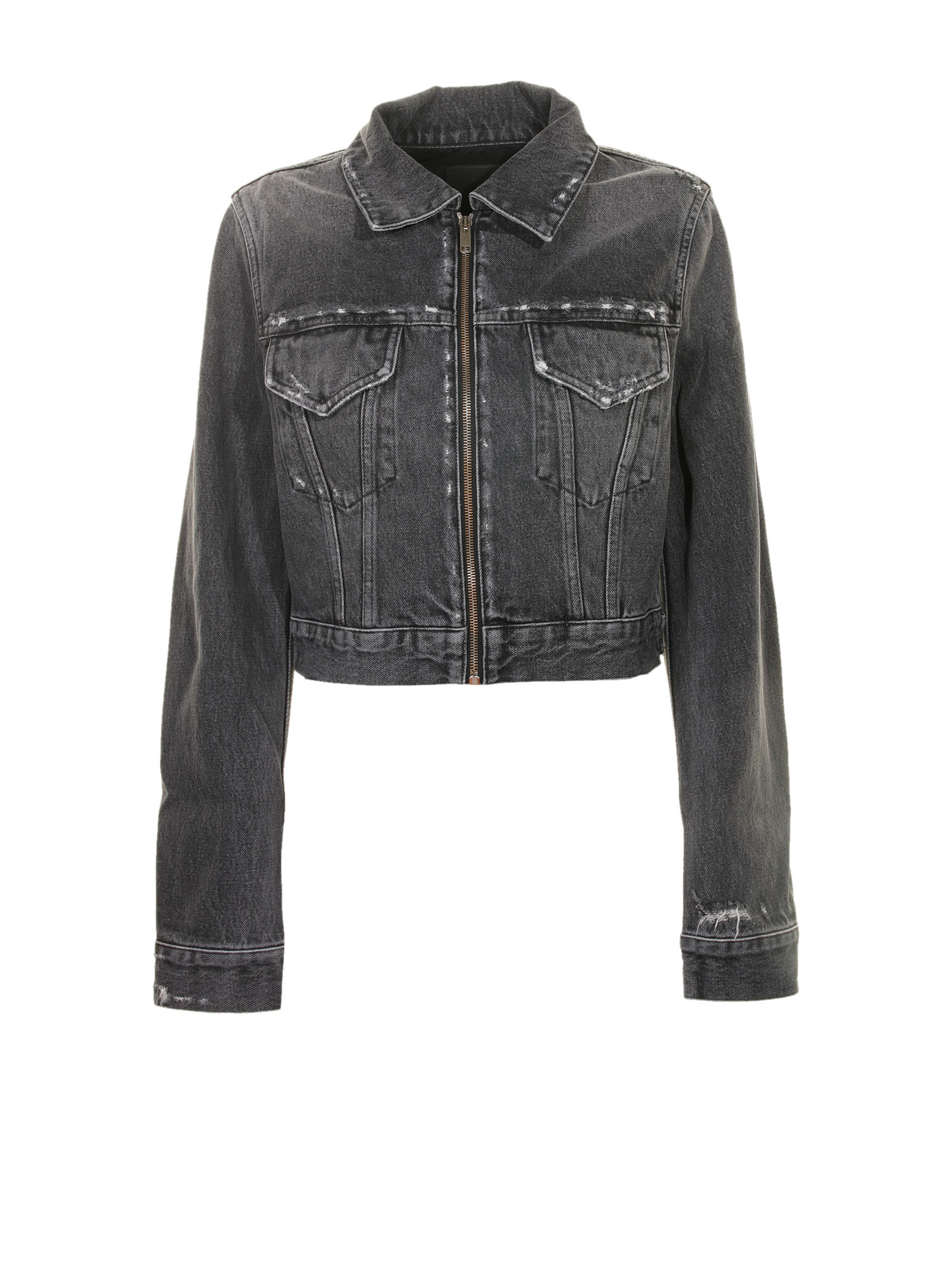 Givenchy Cropped Denim Jacket In Black