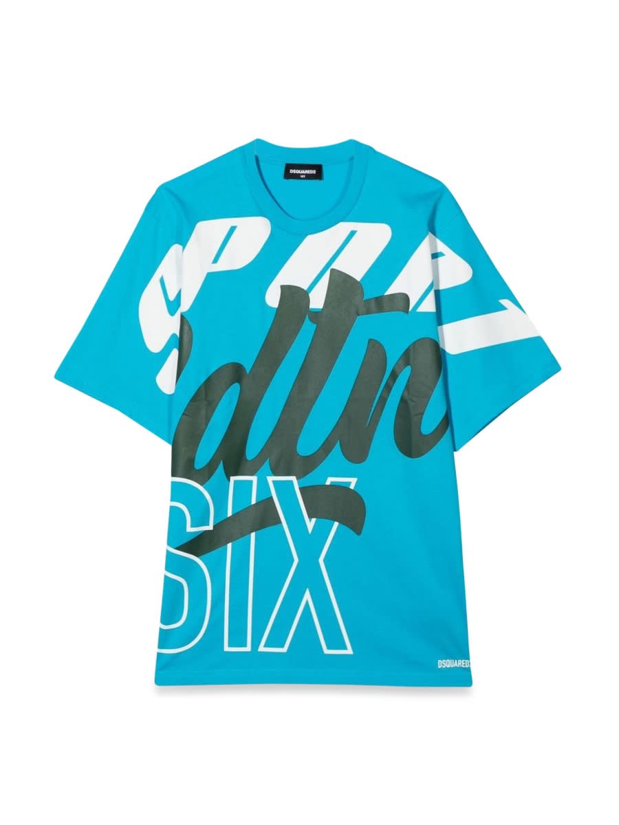 Dsquared2 T-shirt Allover Writing In Azure