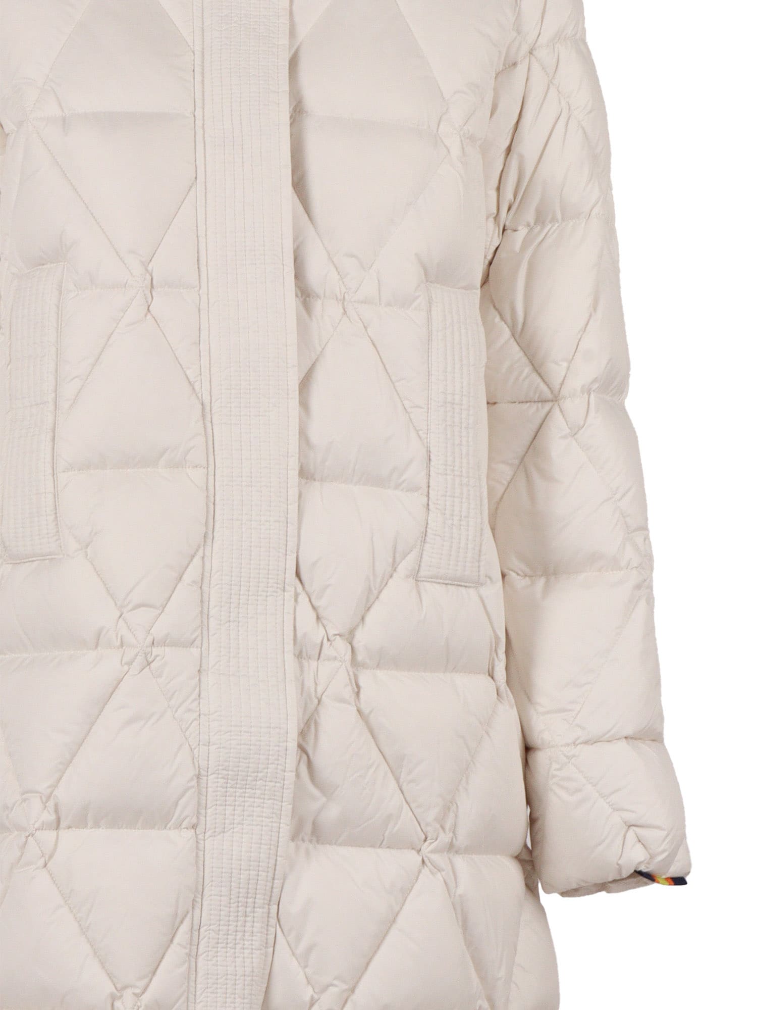 K-way Quilted Thermo Microfiber Coat With Adjustable Hood In White