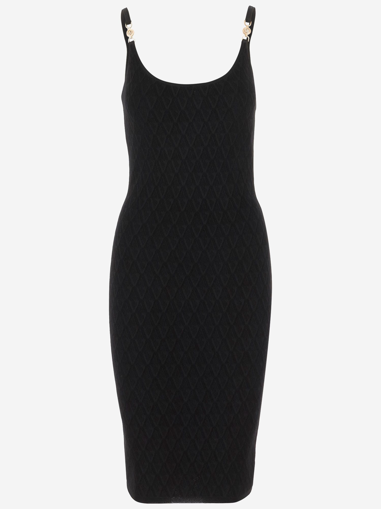 Stretch Jacquard V-textured Knit Dress