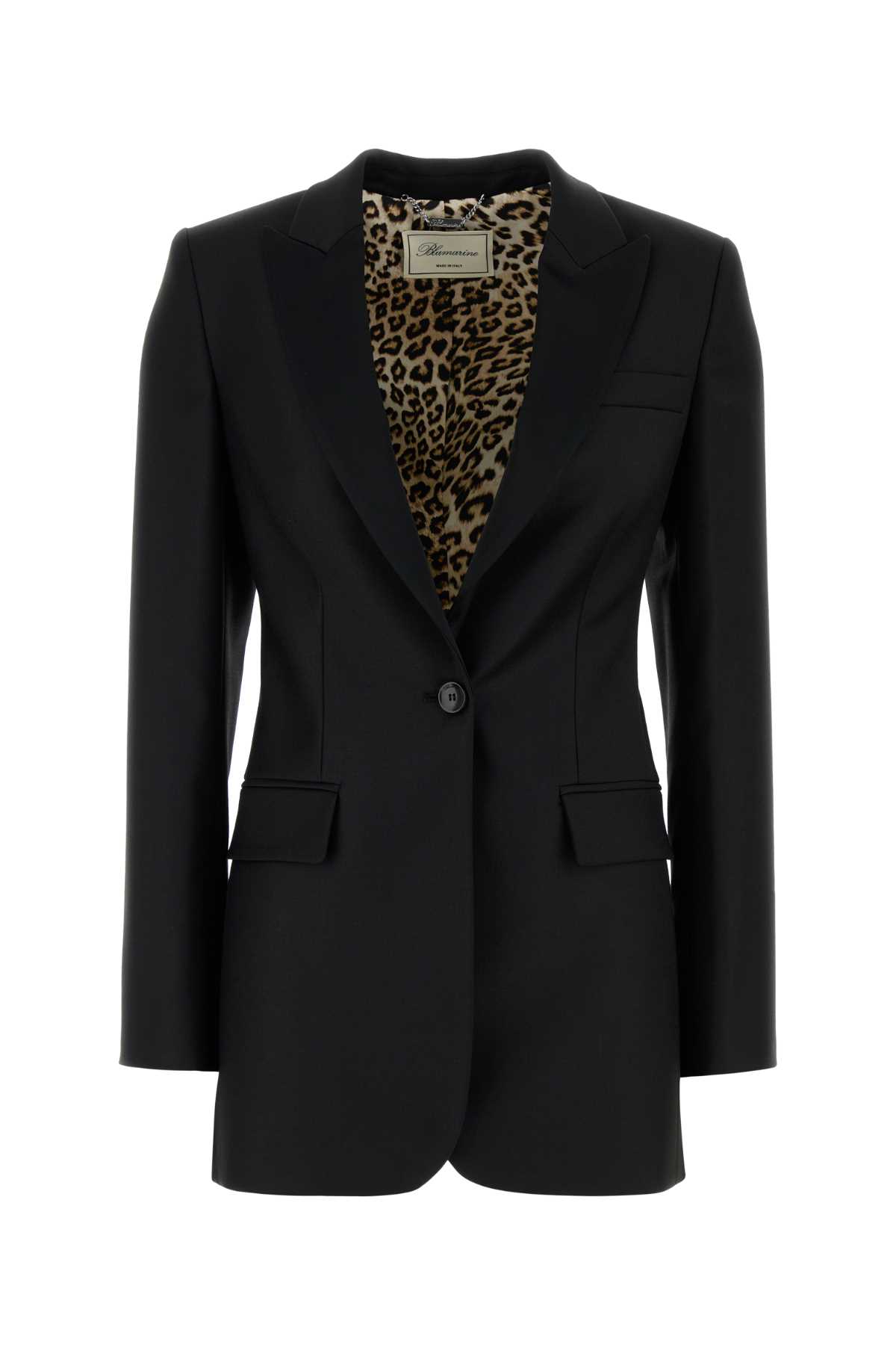 Black Stretch Polyester Blend Blazer