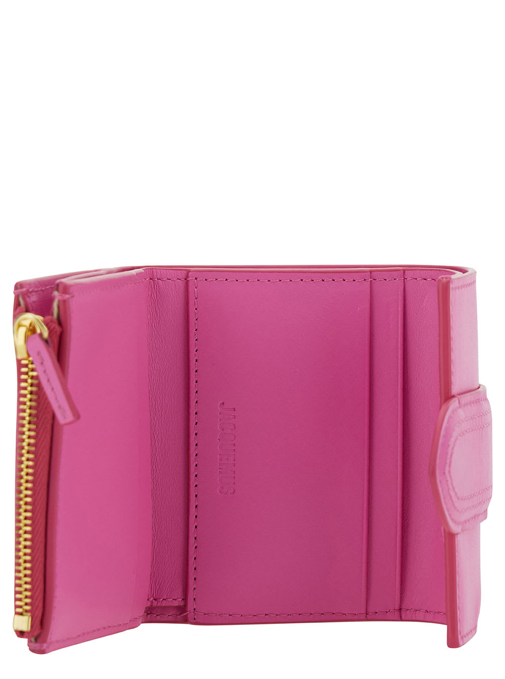 Shop Jacquemus Le Compact Bambino Pink Wallet With Magnetic Closure In Leather Woman In Fuchsia