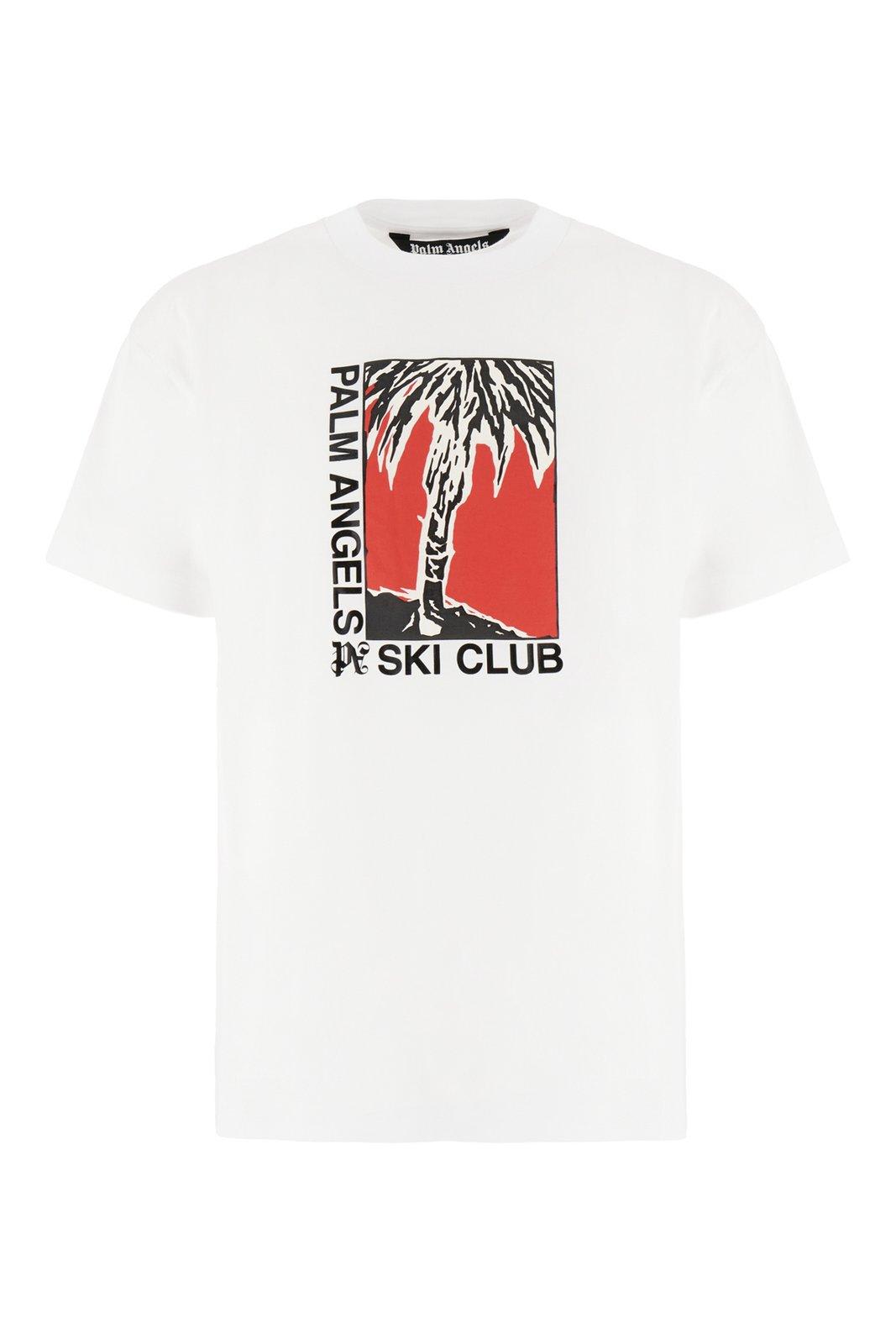 Shop Palm Angels Ski Club Graphic Printed T-shirt In White