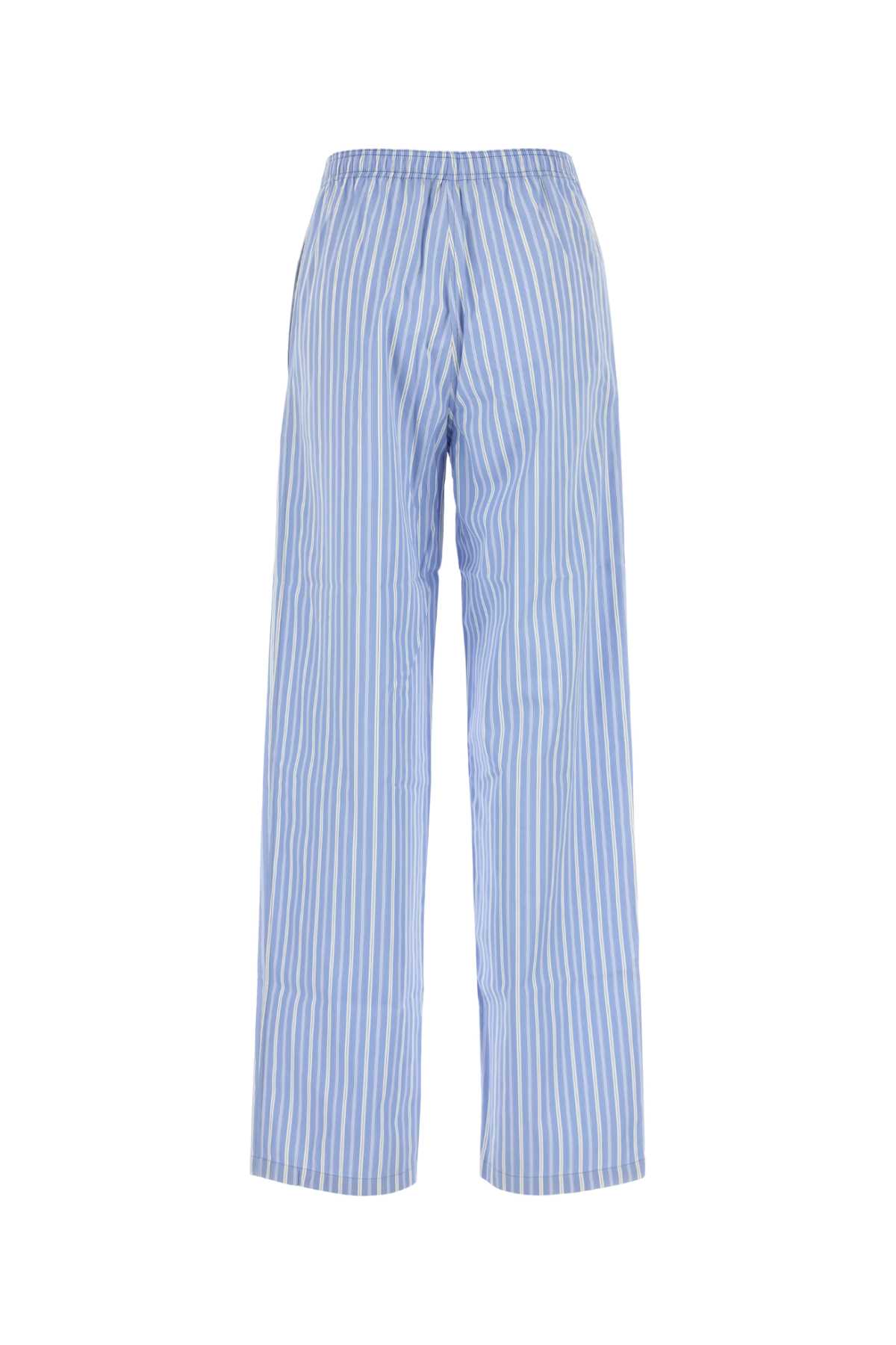 Miu Miu Striped Embroidered Pyjamas Pant In Blue