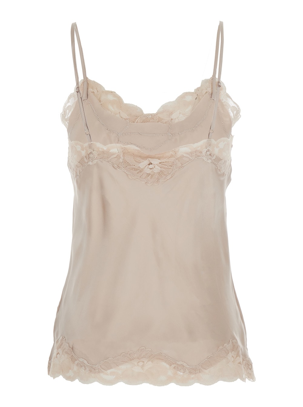 Gold Hawk Beige Sleeveless Top With Adjustable Spaghetti Straps And Floral Emellishment