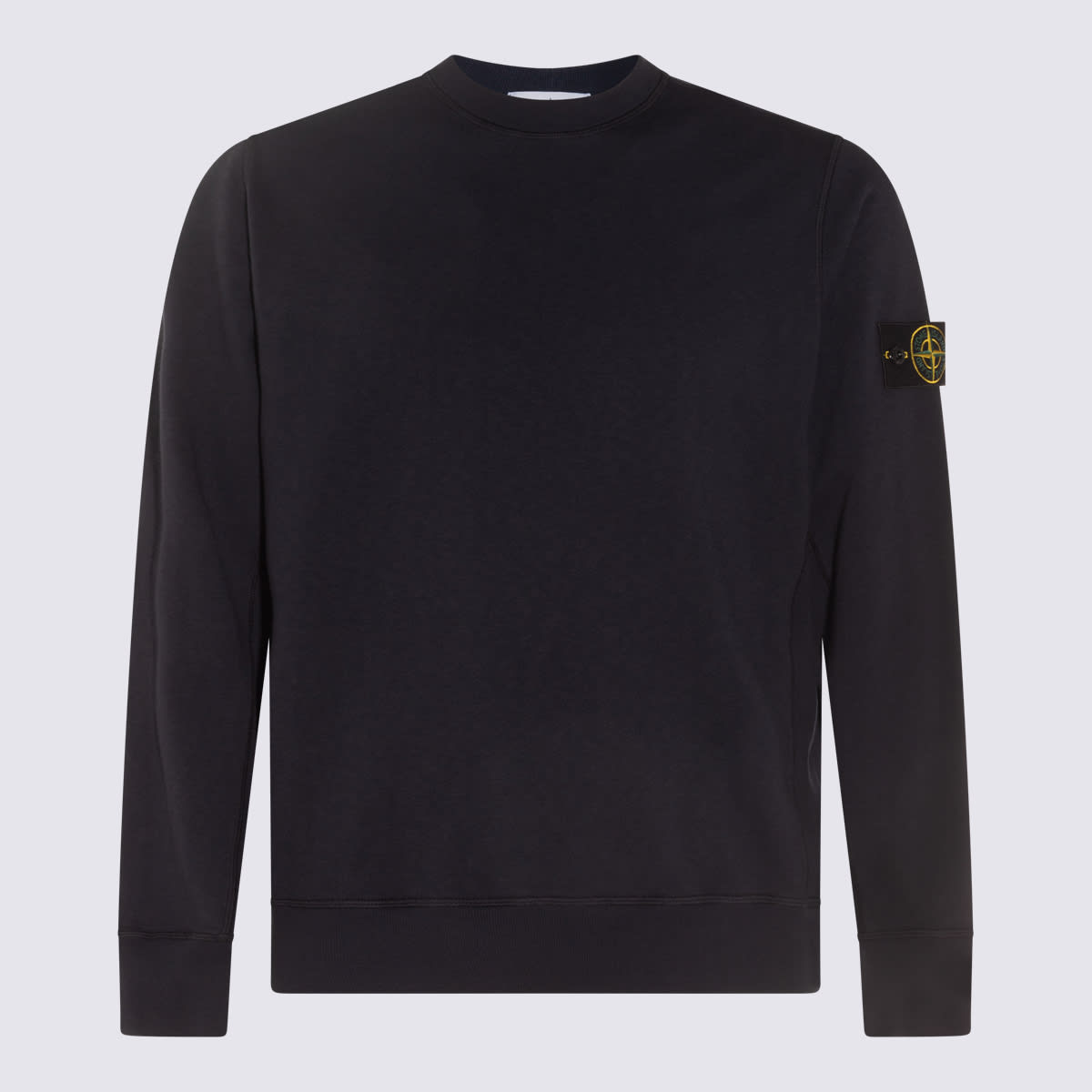 Stone Island Ribbed Detail Crew Neck Sweatshirt With Iconic Badge