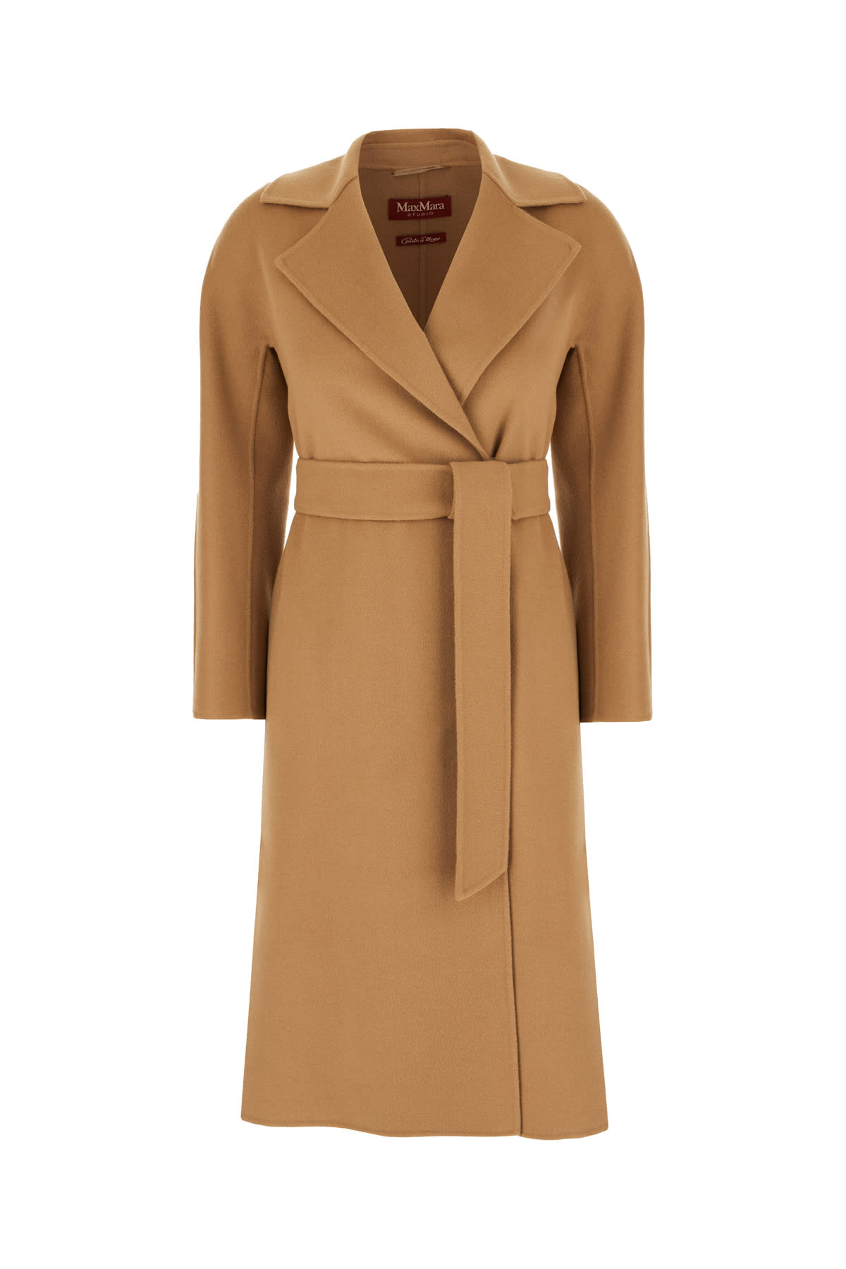 Camel Wool Blend Coat - Max Mara Studio - Modalova