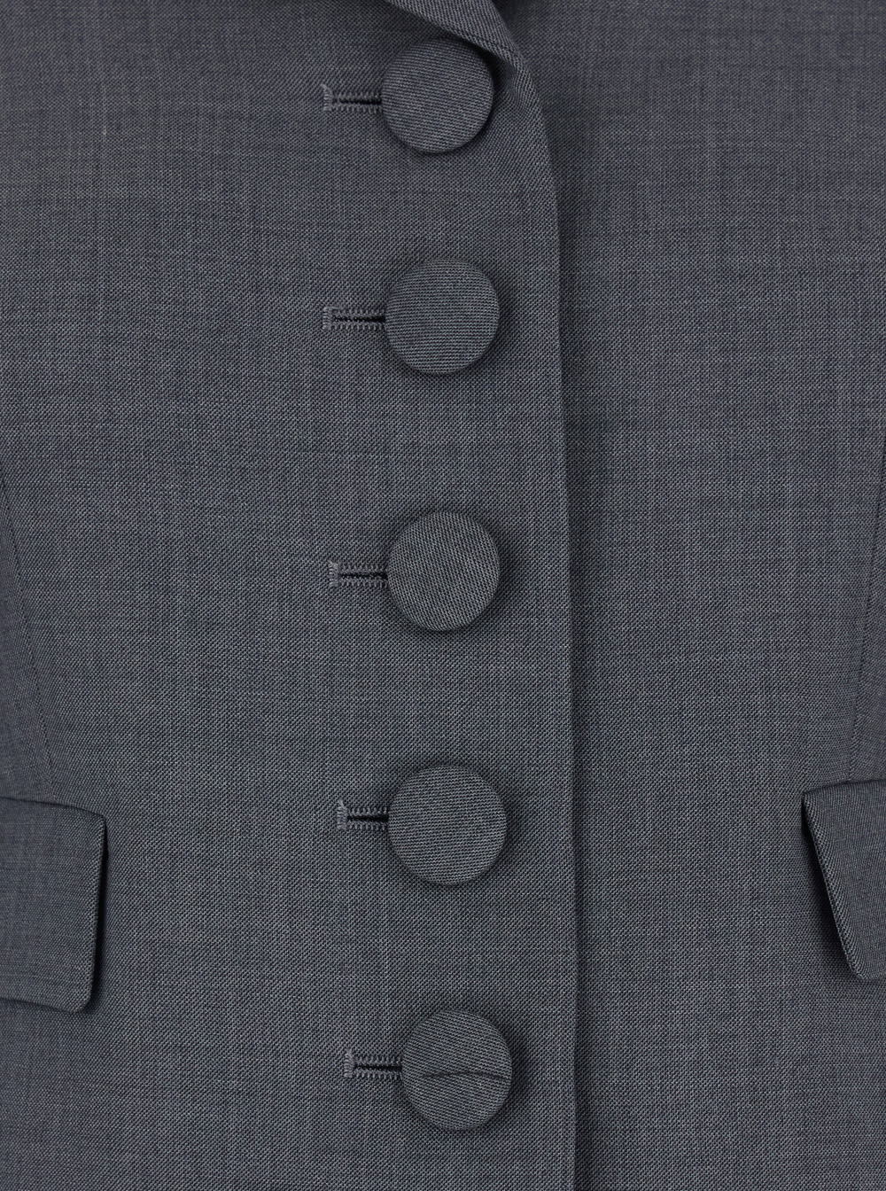 Shushu-tong Grey Jacket With Notched Revers And V Neck In Wool Blend Woman In Gray