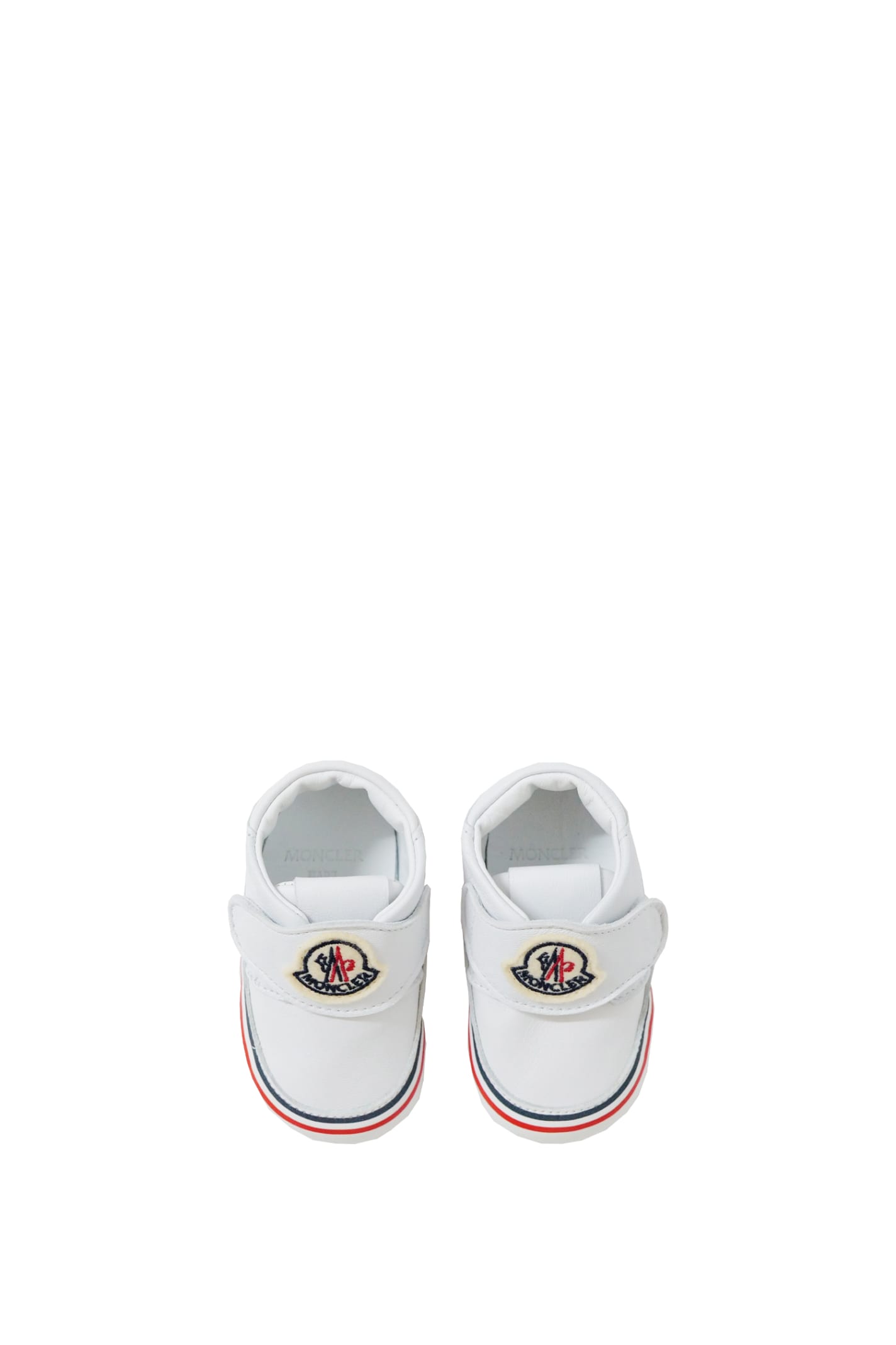 Shop Moncler Baby Sneakers In White