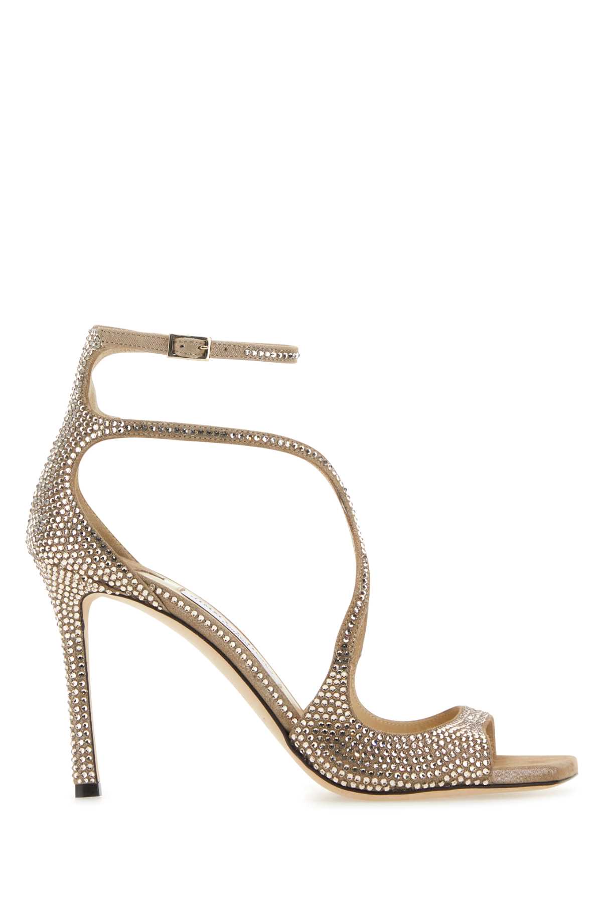 Shop Jimmy Choo Embellished Suede Azia 95 Sandals In Honeygold