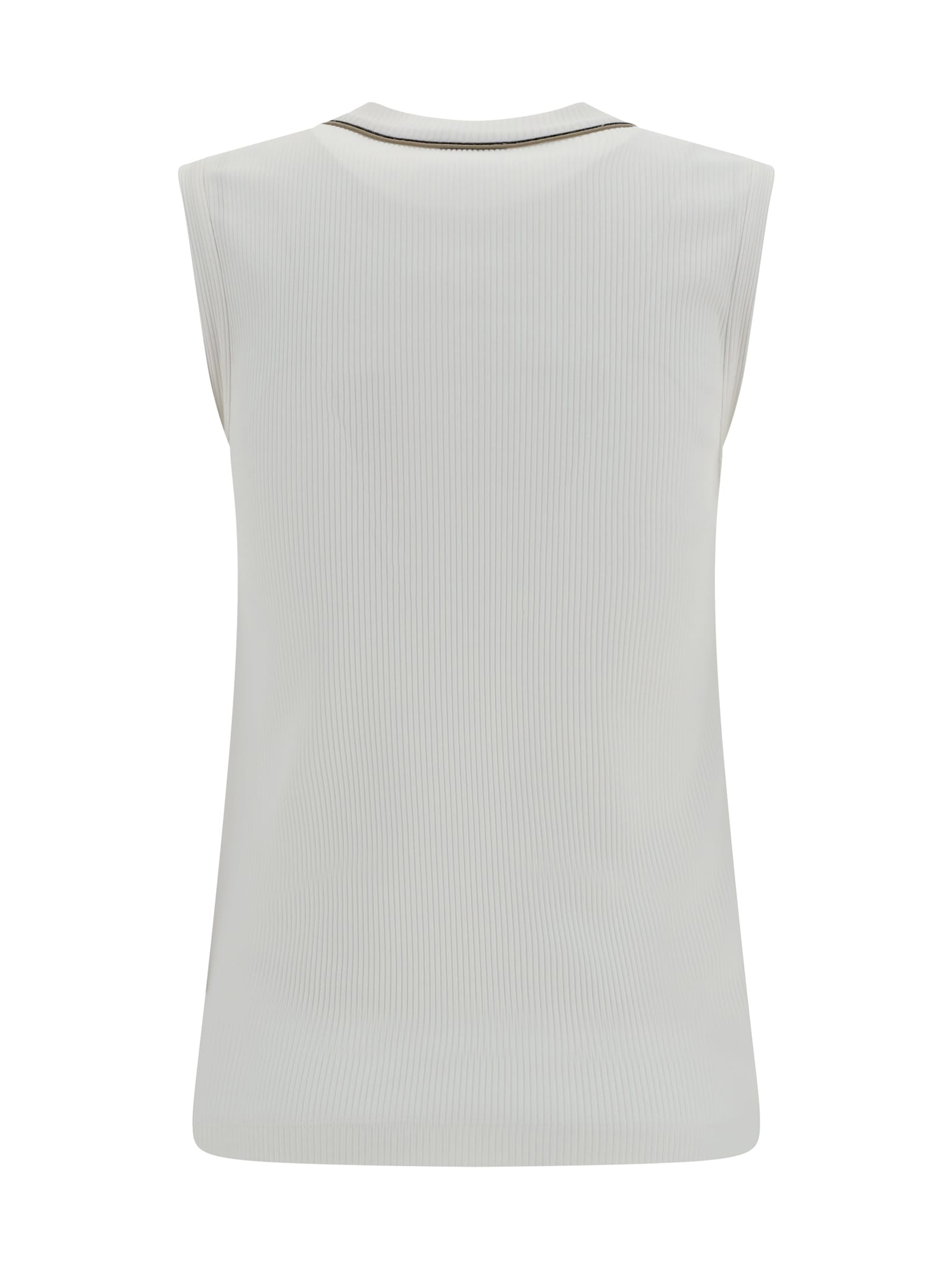 Brunello Cucinelli Ribbed Jersey Top In White