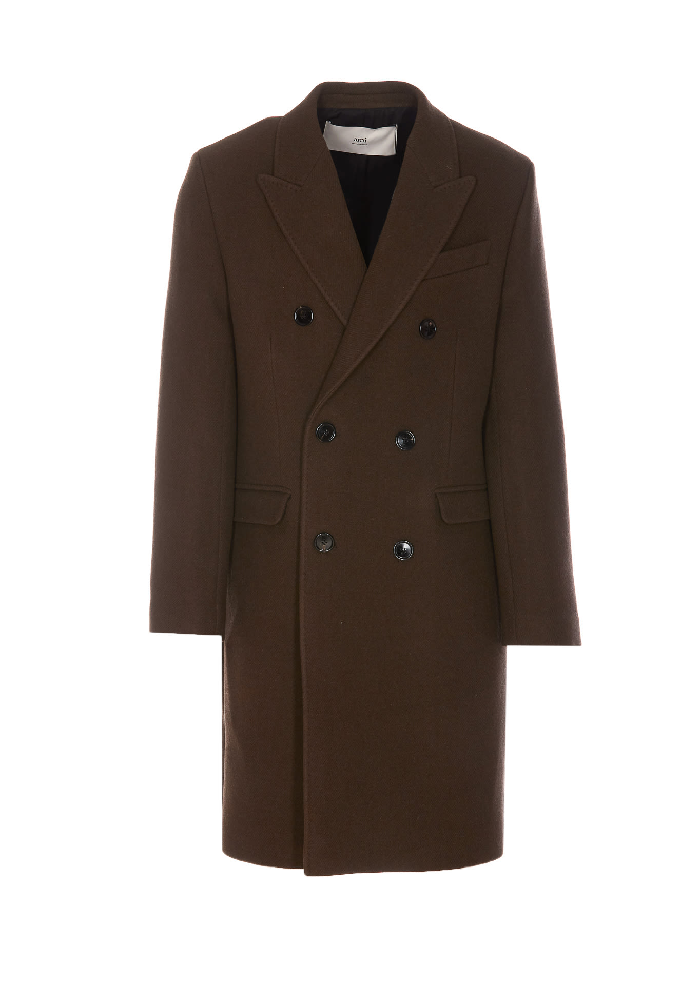 Shop Ami Alexandre Mattiussi Double Breasted Coat In Brown