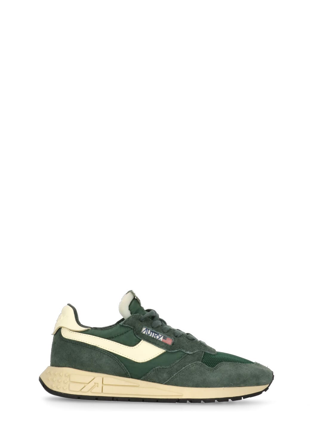 Autry Windreel Leather Suede Mesh Sneakers In Green
