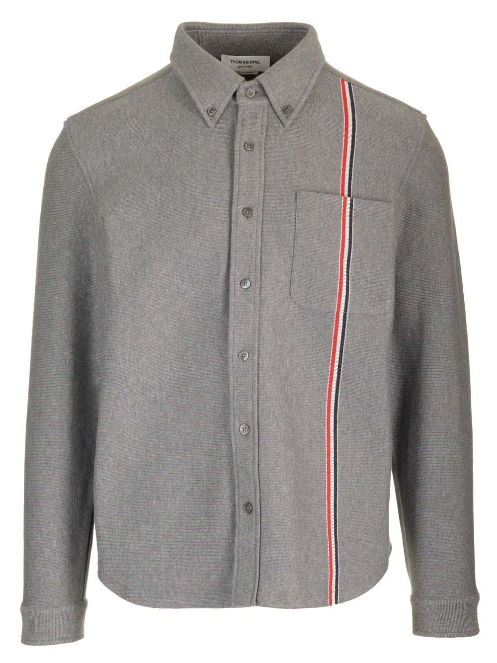 Shop Thom Browne Flannel Shirt Jacket In Grey