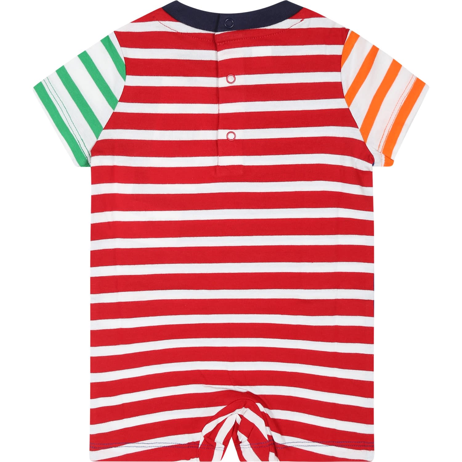 Shop Ralph Lauren Blue Romper For Baby Boy With Pony In Multicolor