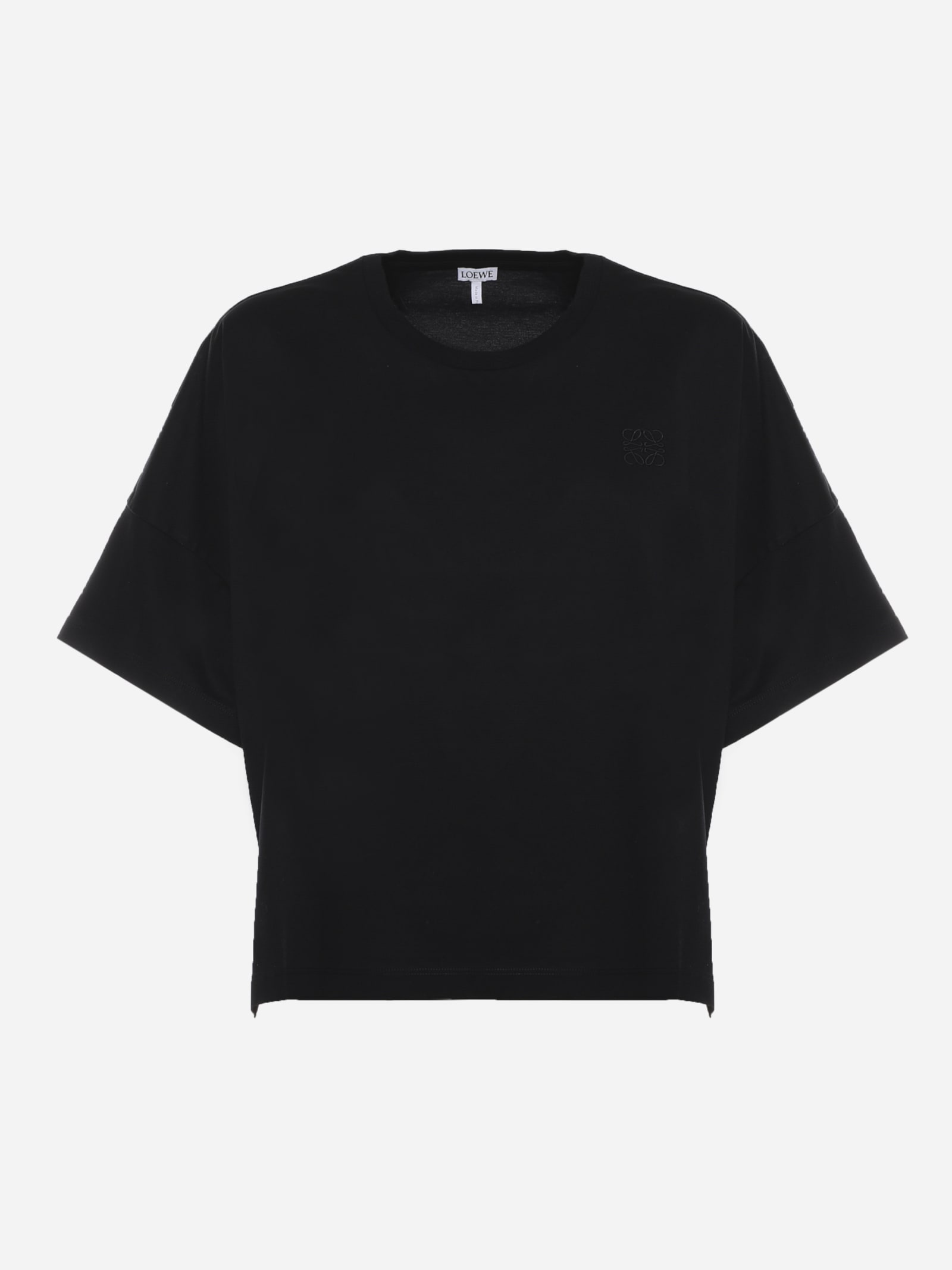 Loewe Cropped Cotton T-shirt With Embroidered Anagram