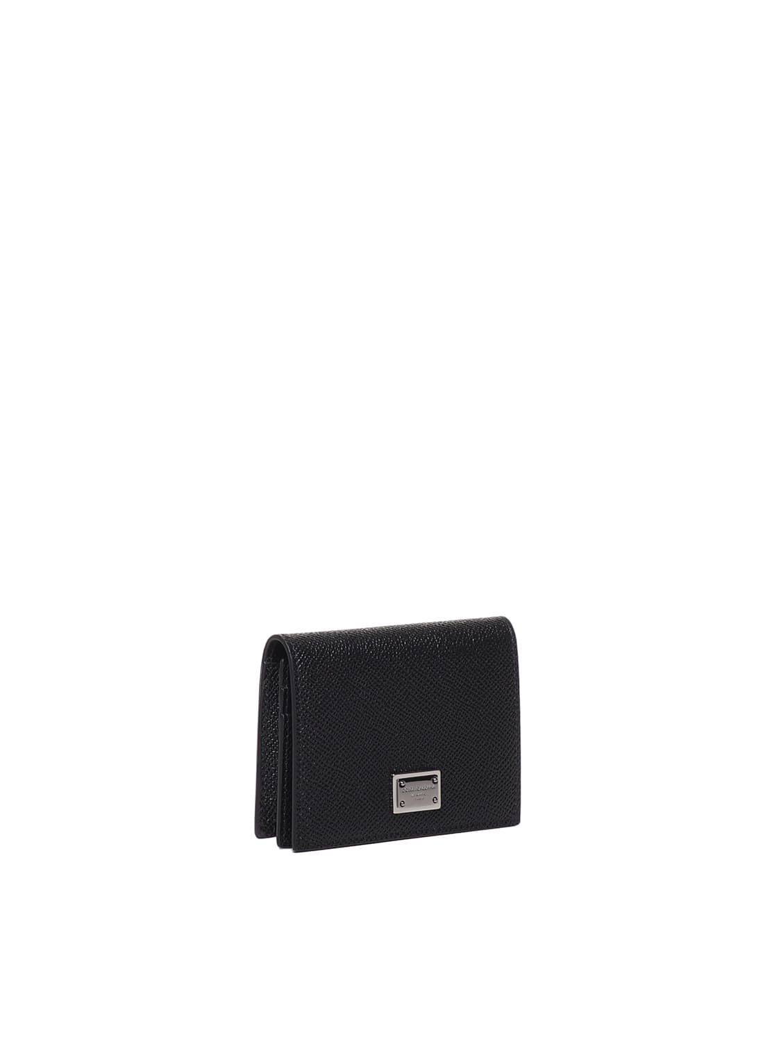 Shop Dolce & Gabbana Calfskin Card Holder With Embossed Logo In Black