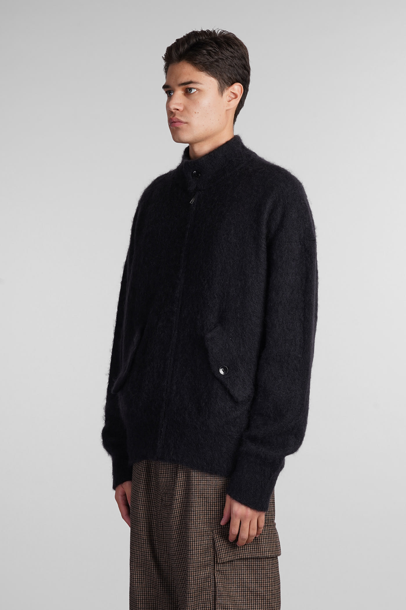 Shop Laneus Casual Jacket In Black Mohair