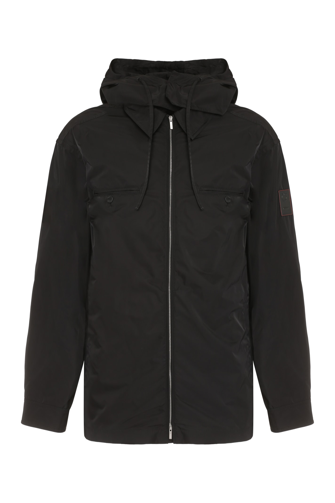 Shop Ferragamo Technical Fabric Hooded Jacket In Black