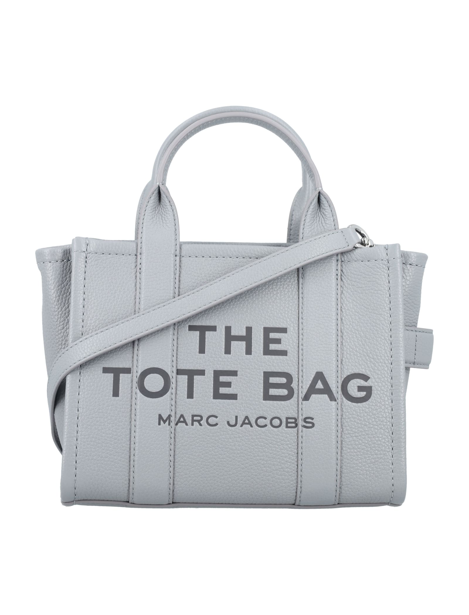 Shop Marc Jacobs The Mini Tote Leather Bag In Wolf Grey