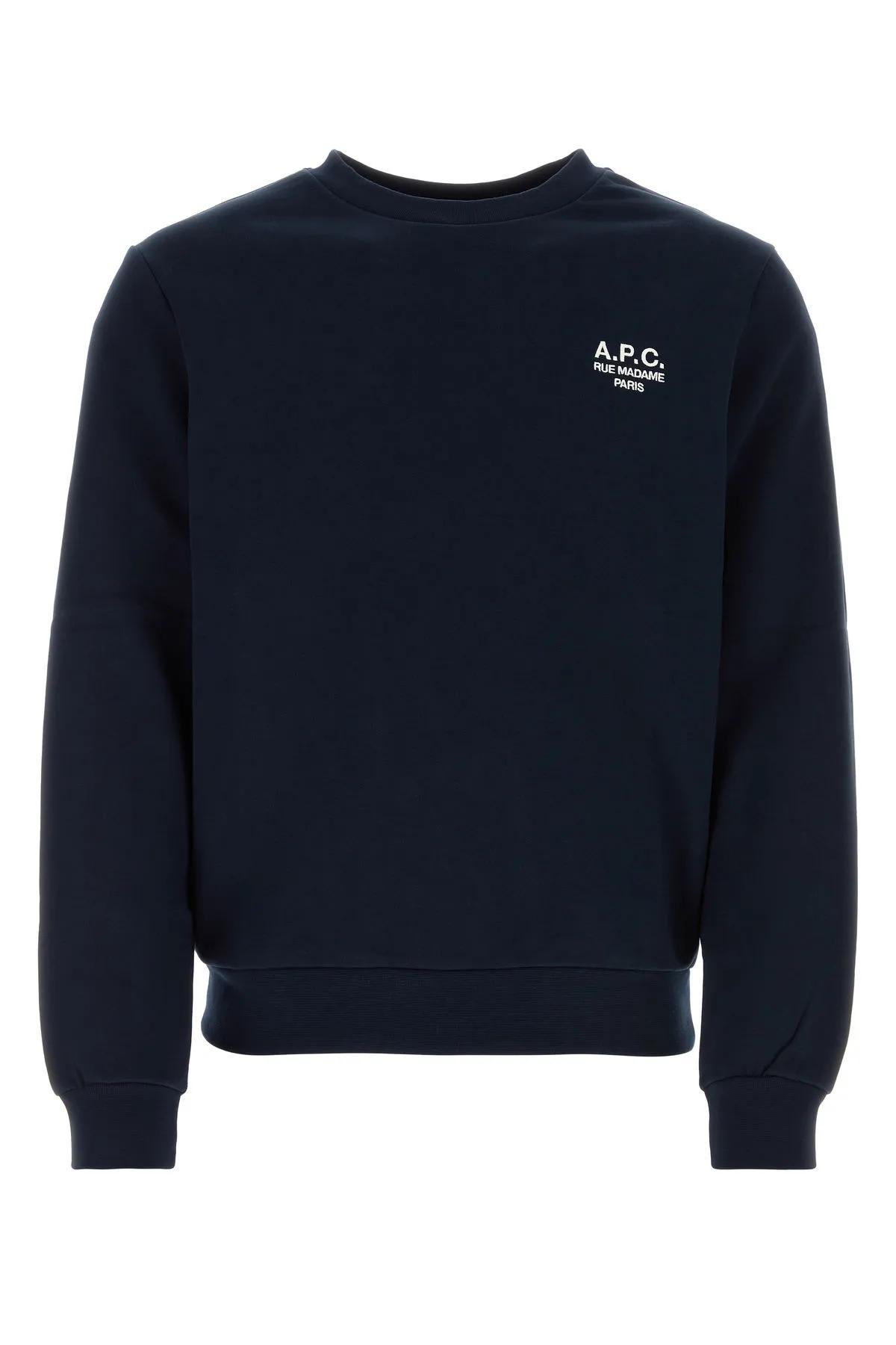 Shop Apc Midnight Blue Cotton Sweatshirt