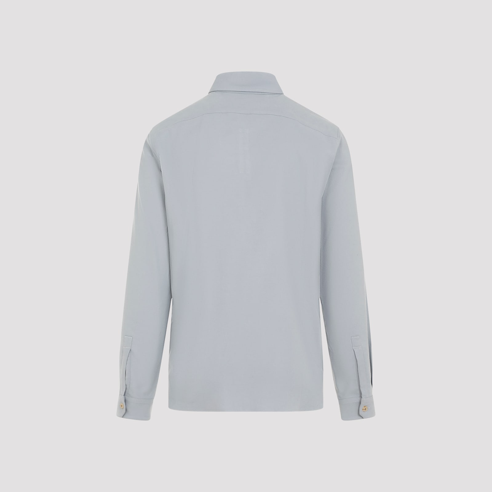 Rick Owens Work Shirt With Double Stitching And Flap Pockets In Pale Blue
