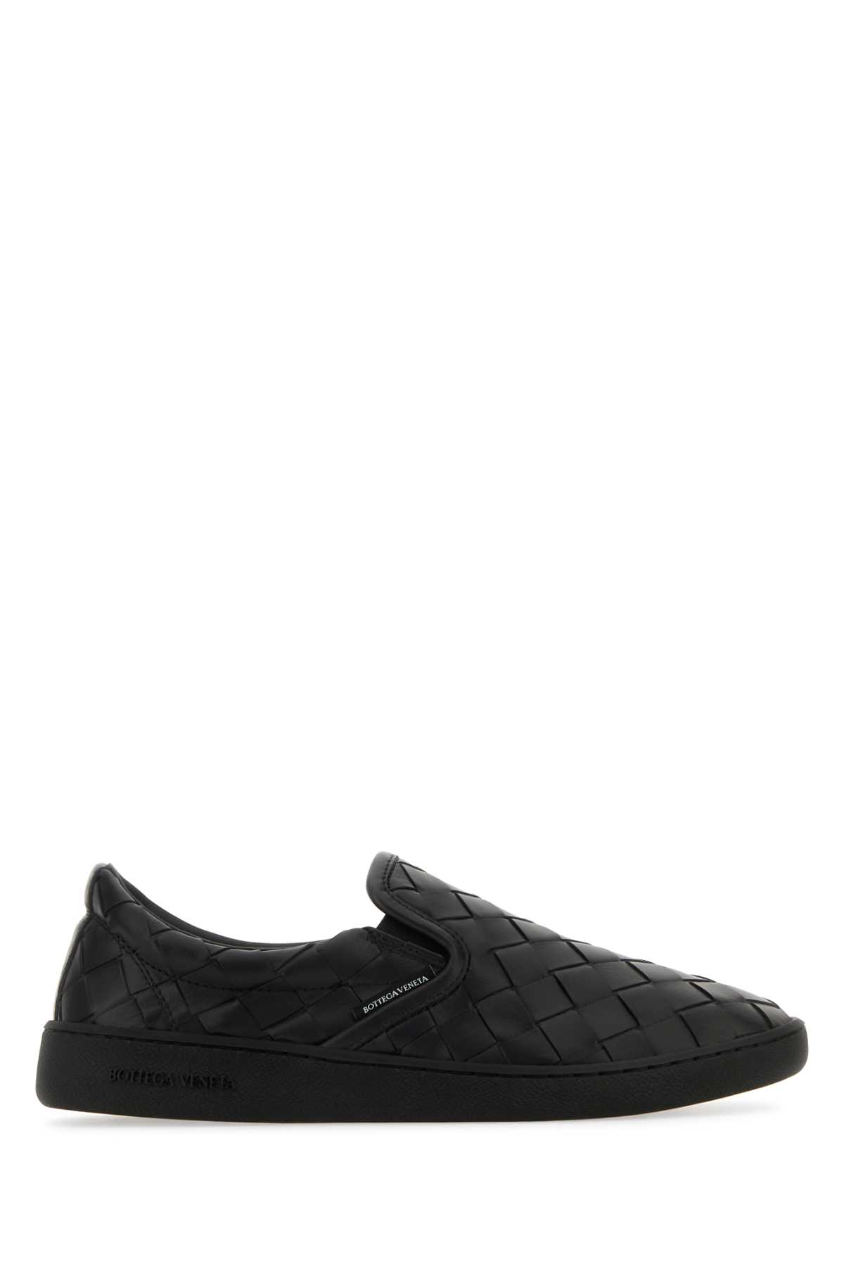 Shop Bottega Veneta Black Leather Sawyer Slip Ons