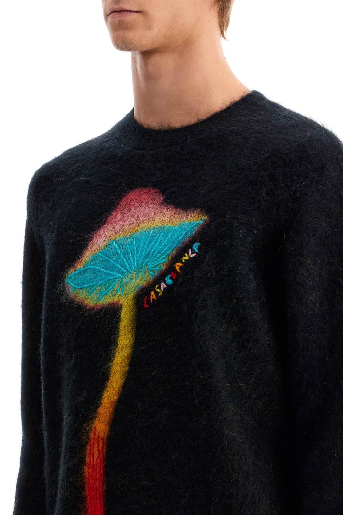 Shop Casablanca Rainbow Mushroom Sweater In Black / Multi (black)