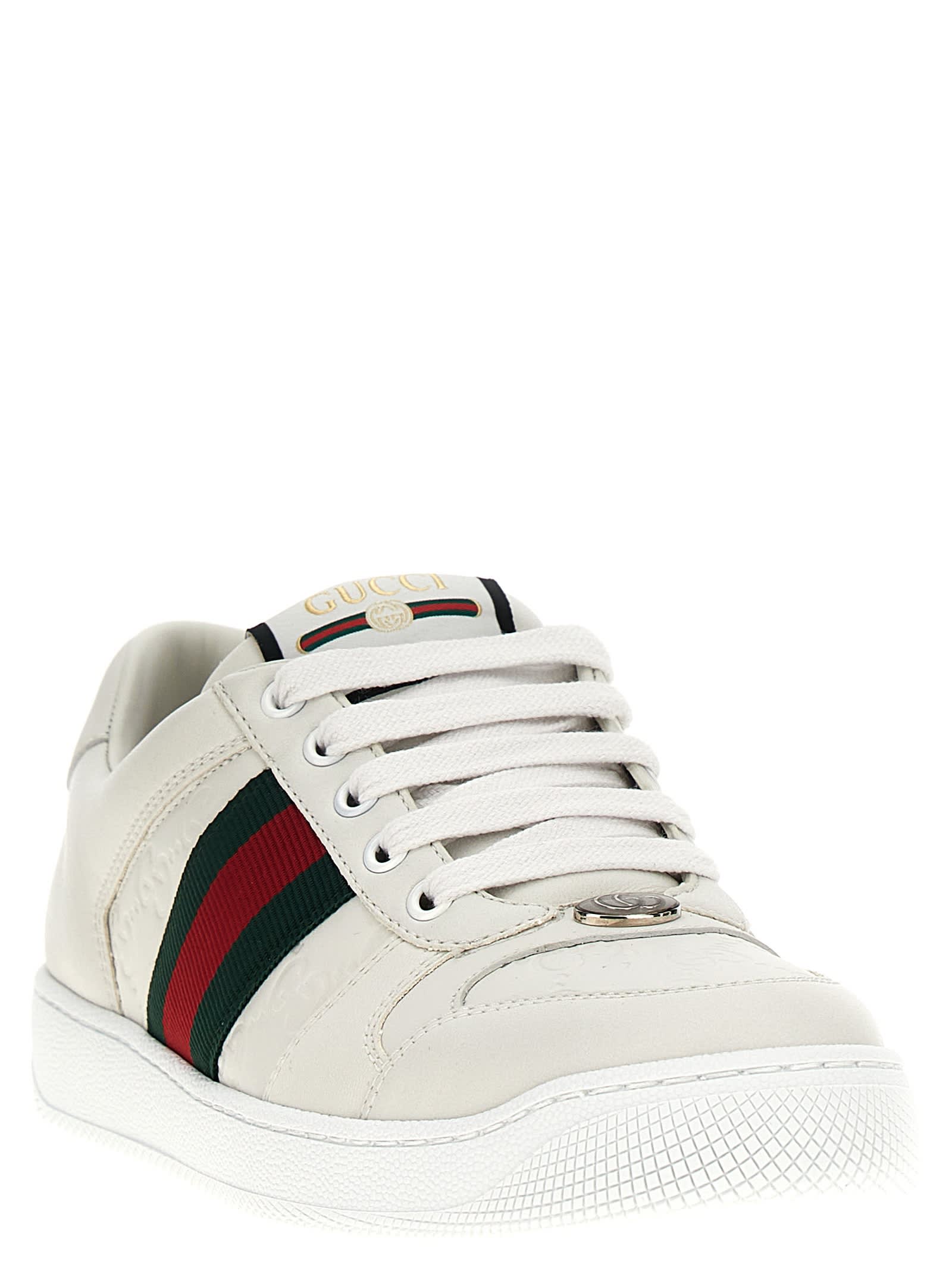 Shop Gucci Screener Sneakers In White